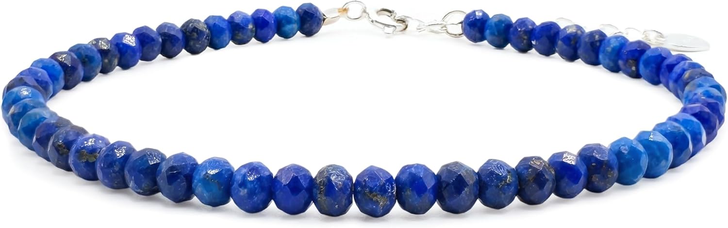 Detalle de Naturstein Armband 925 Sterling Silber – Rubin, Malachit, Lapislazuli oder Granat