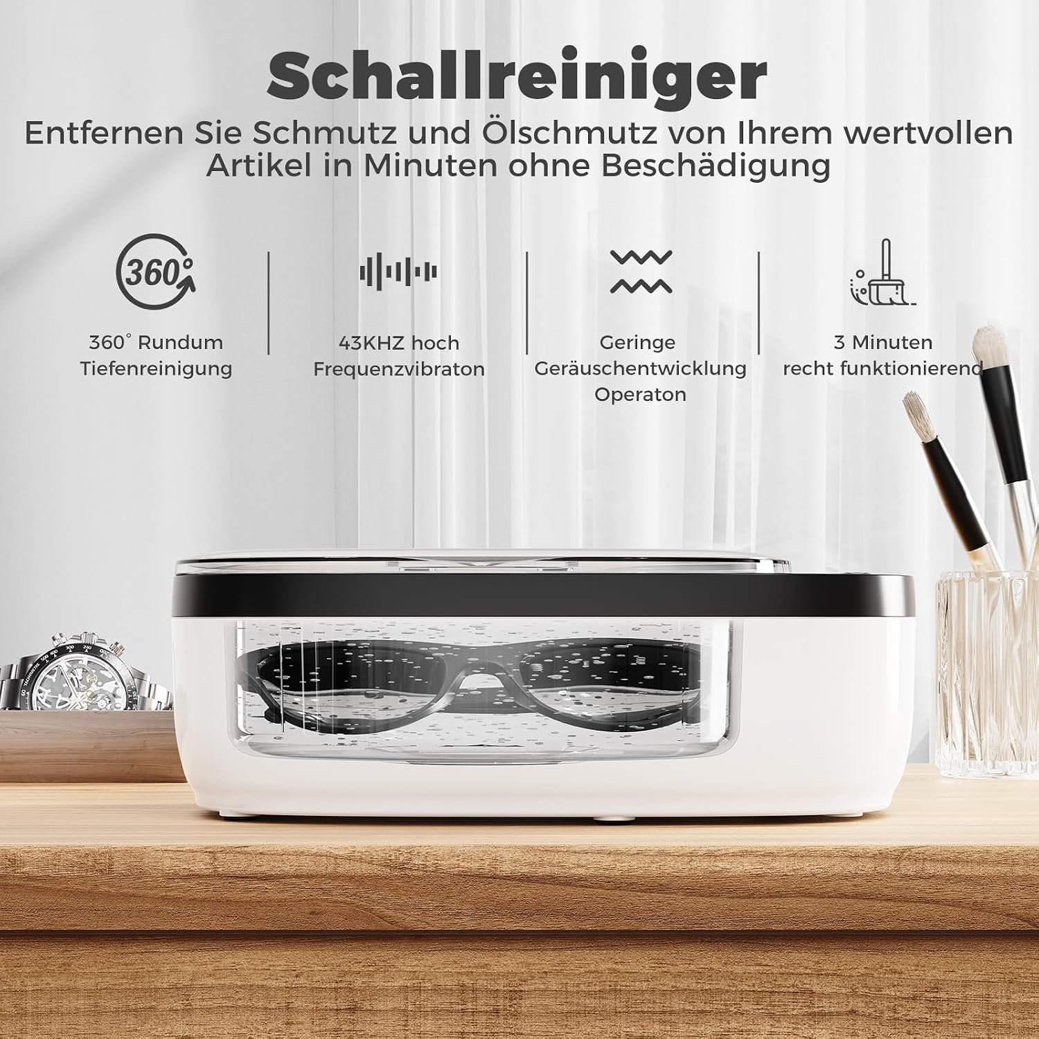 Detalle de KECOOLKE ultrasoonreiniger 750 ml met digitale timer voor sieraden en brillen