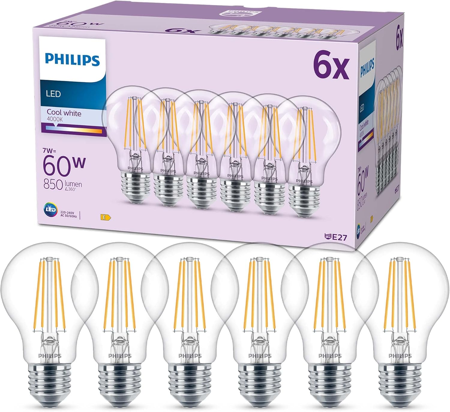 Thumbnail 4 de Philips LED Frosted A67 Light Bulb 2 Pack (Cool White 4000K, E27, Non-Dimmable) — 100W Equivalent