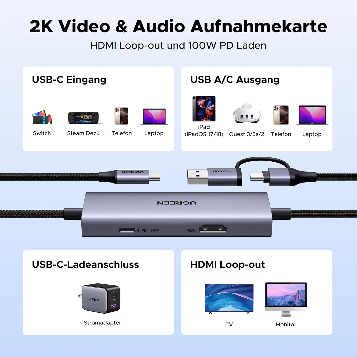 Thumbnail 1 de UGREEN Capture Card PD 100W 4K30