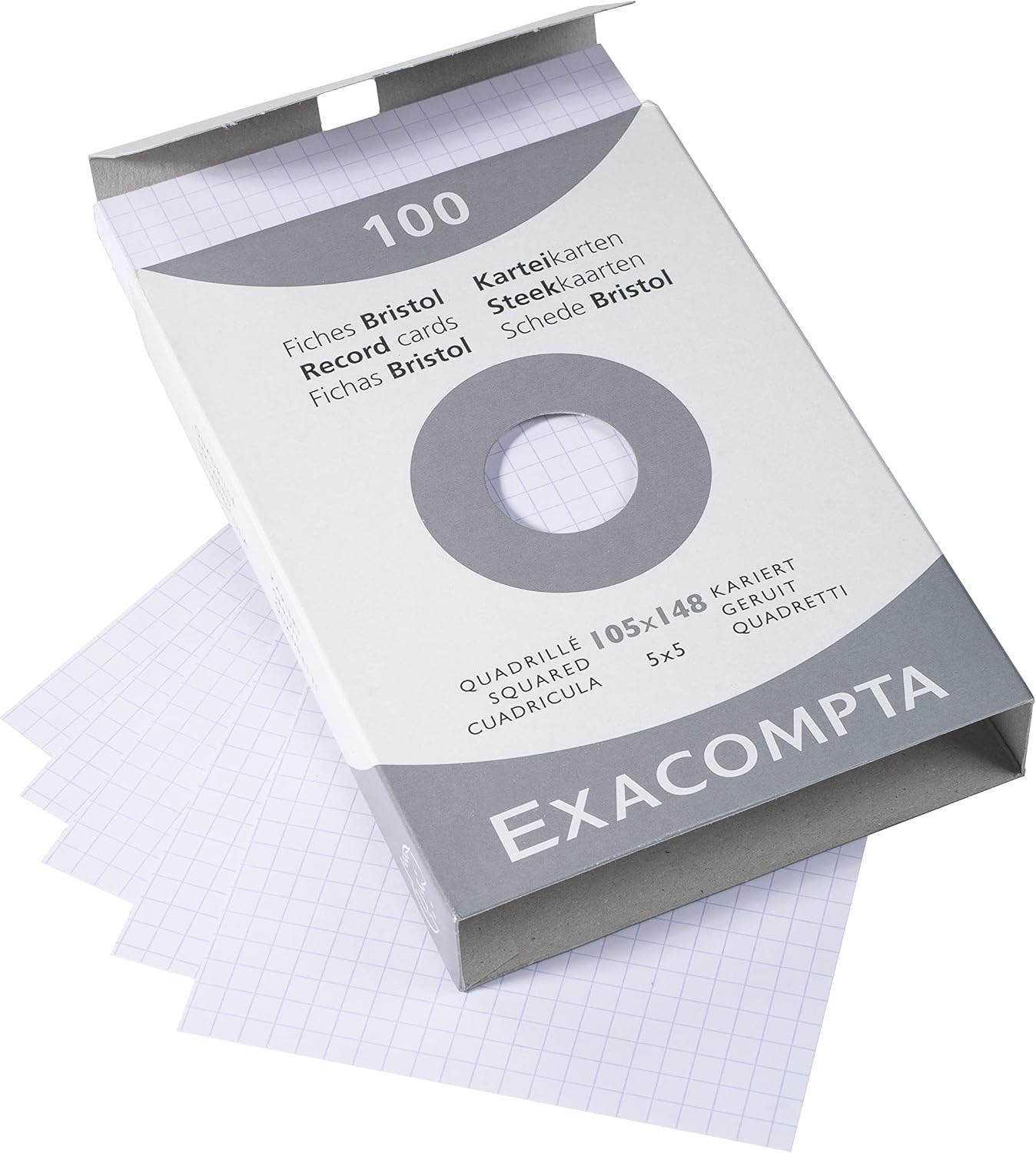 Detalle de Exacompta 13209E indexkort, 105 × 148 mm, rutade och skrivaranpassade