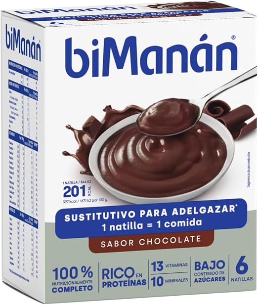 Detalle de biManán - Natillas de Chocolate, Suplemento Bajas Calorías 🍫