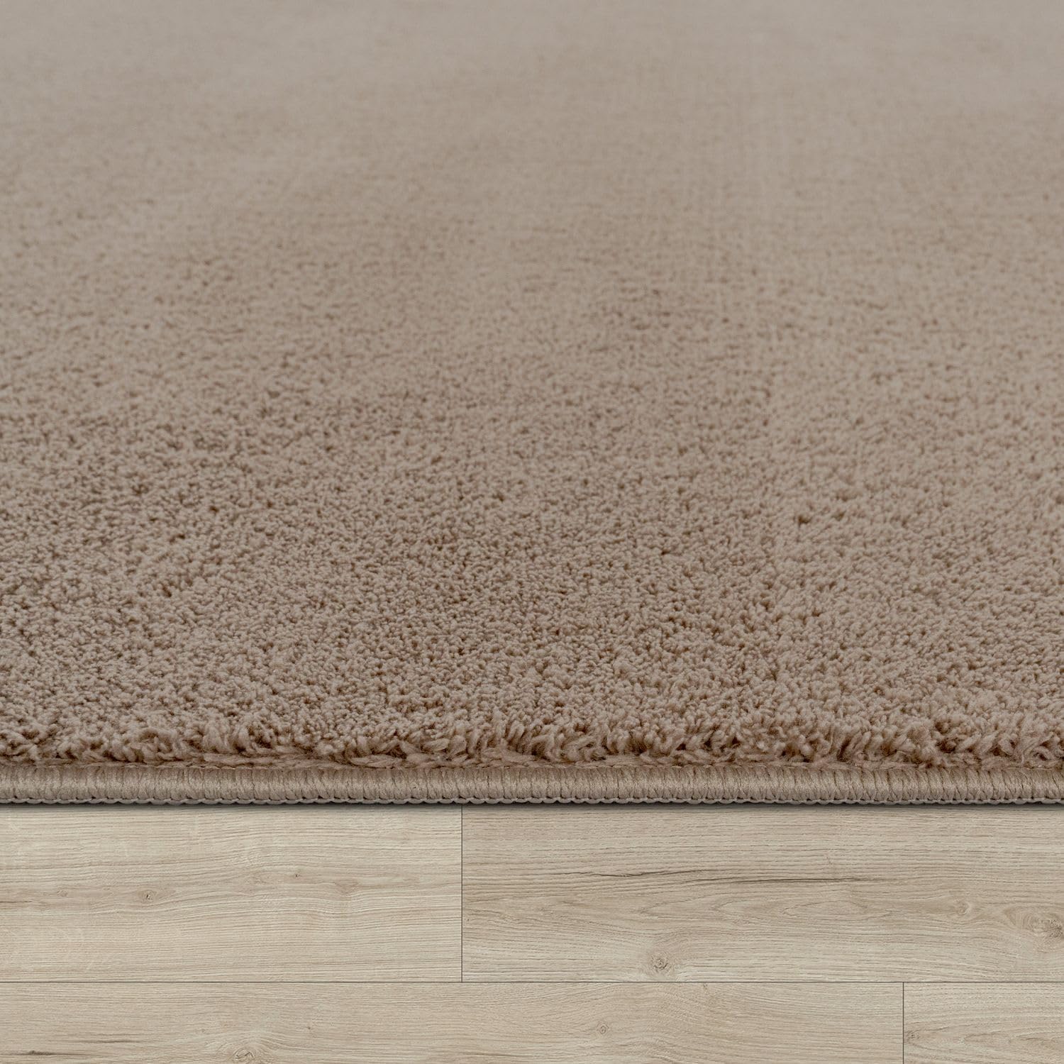 Detalle de TT Home Wohnzimmer-Teppich Kurzflor Anti-Rutsch mit 10 mm Florhöhe, taupe, 160x220 cm (waschbar)