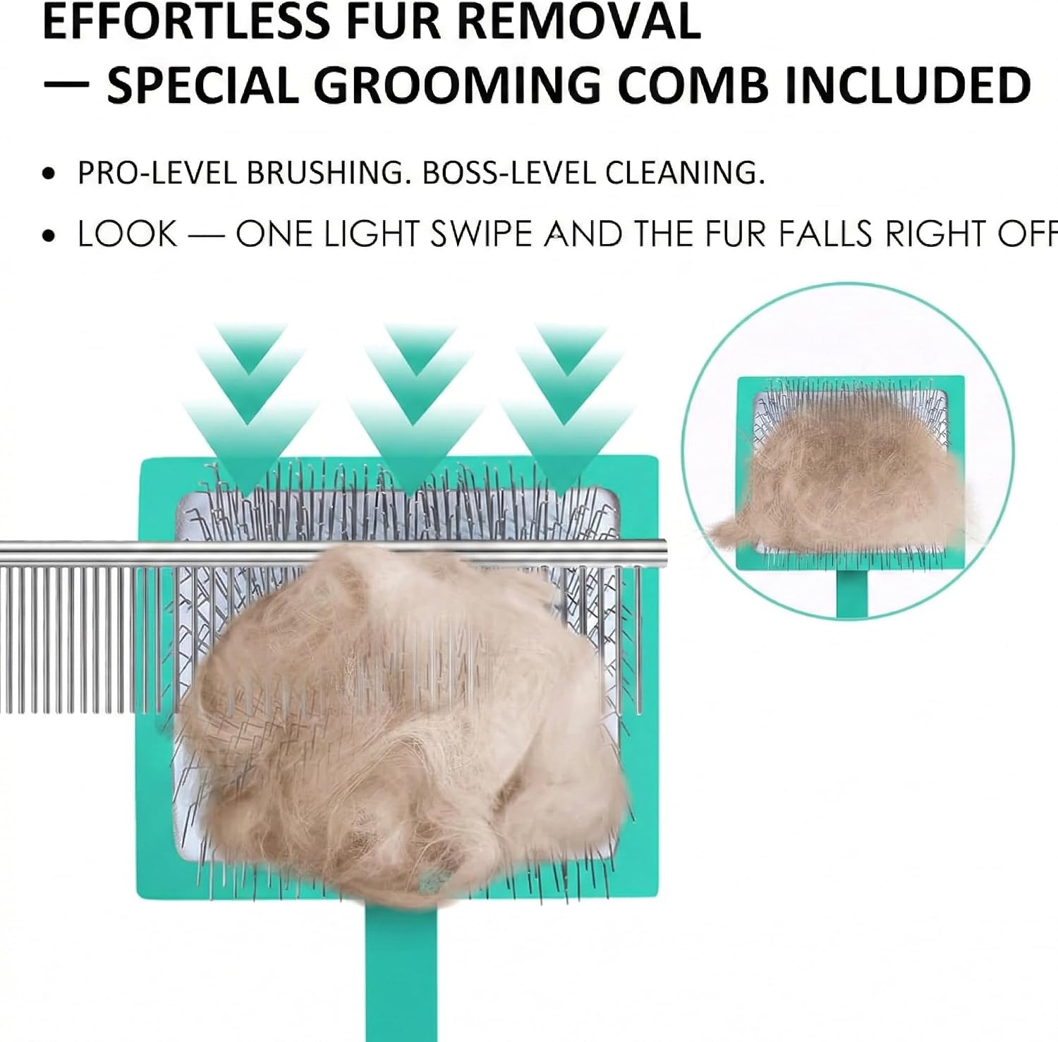 Detalle de COZYGIFT Dog Slicker Brush & 2-in-1 Comb for Long-Haired Doodles (Green)