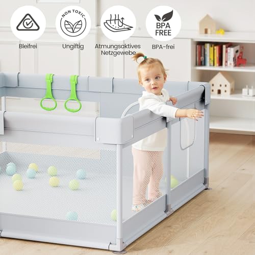 Detalle de Julrrimg Petit Parc Bébé Gris 120×120 cm – Parc Enfant et Parc de Jeu