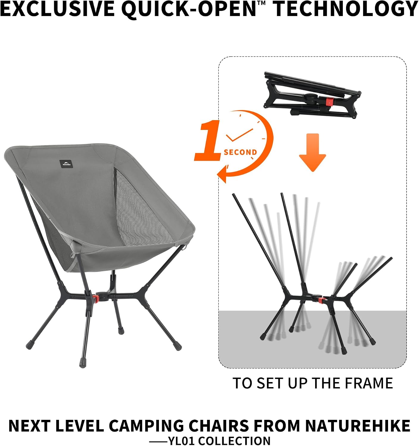 Detalle de Naturehike YL01 Snap CNK2550JJ013 hopfällbar campingstol med aluminiumram