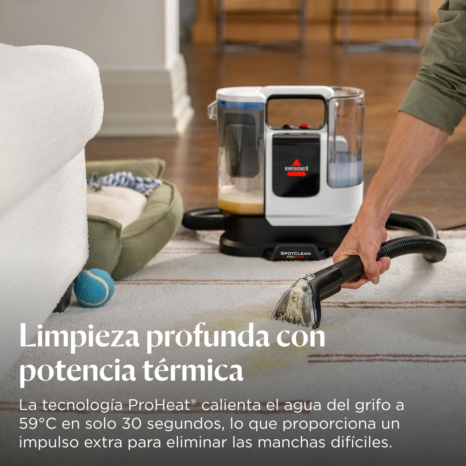 Detalle 1 de BISSELL SpotClean ProHeat Advanced, Aspiradora Compacta para Tapicerías