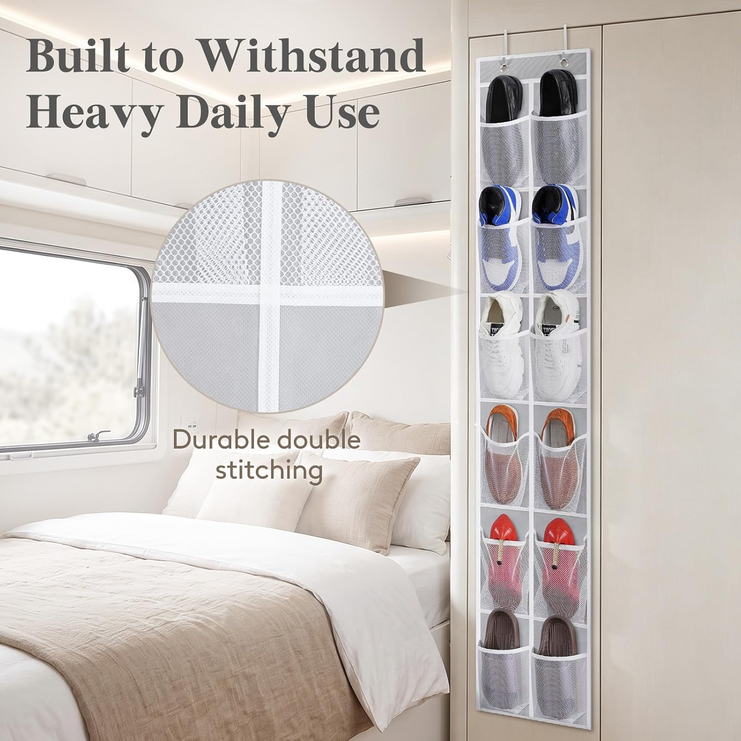 Detalle de Lifewit 12-Pocket Over-the-Door Shoe Organizer with Breathable Mesh