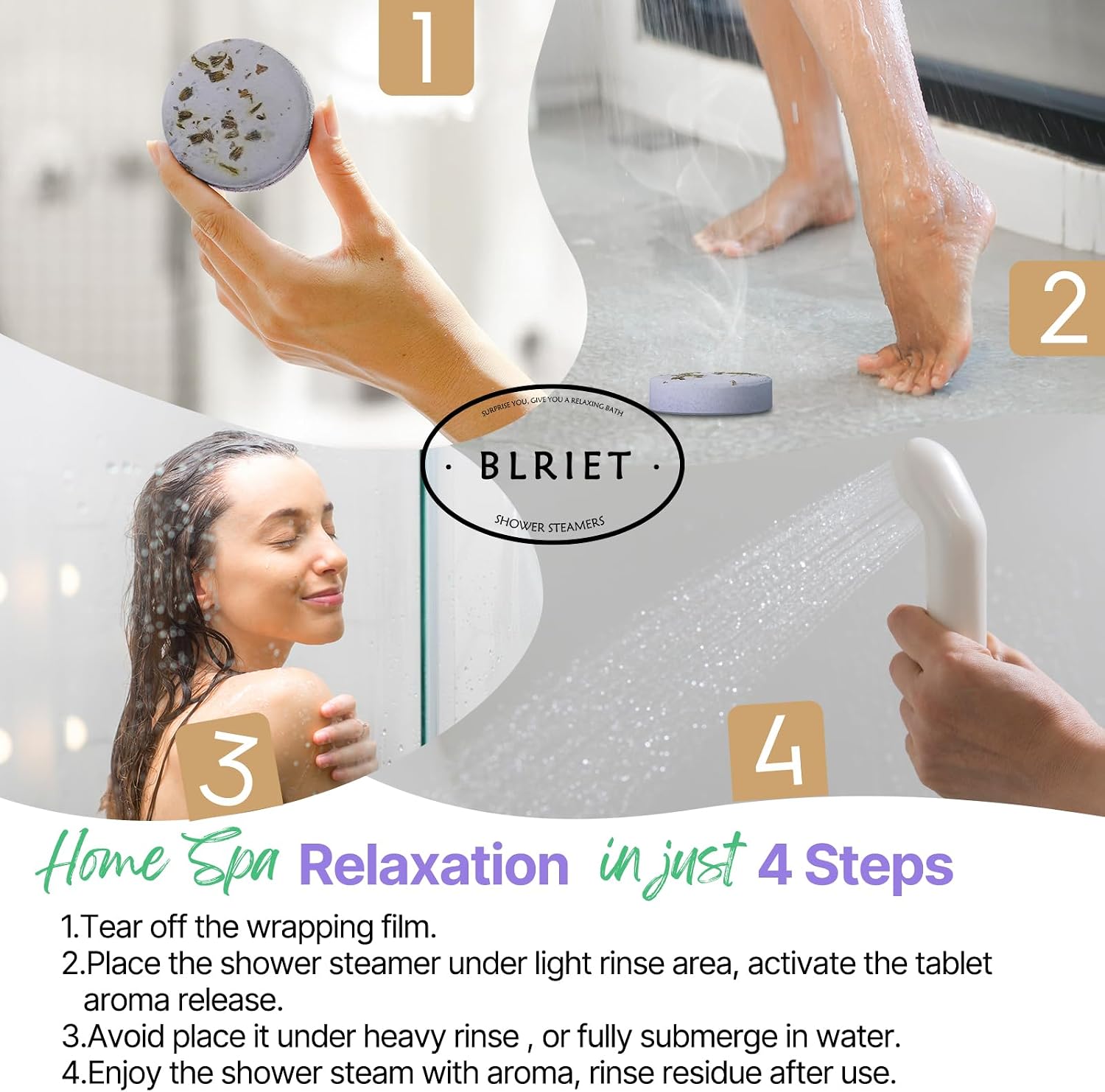 Detalle 1 de BLRIET YGG-Bath Shower Steamers, 8 Count with 7 Aromatherapy Scents