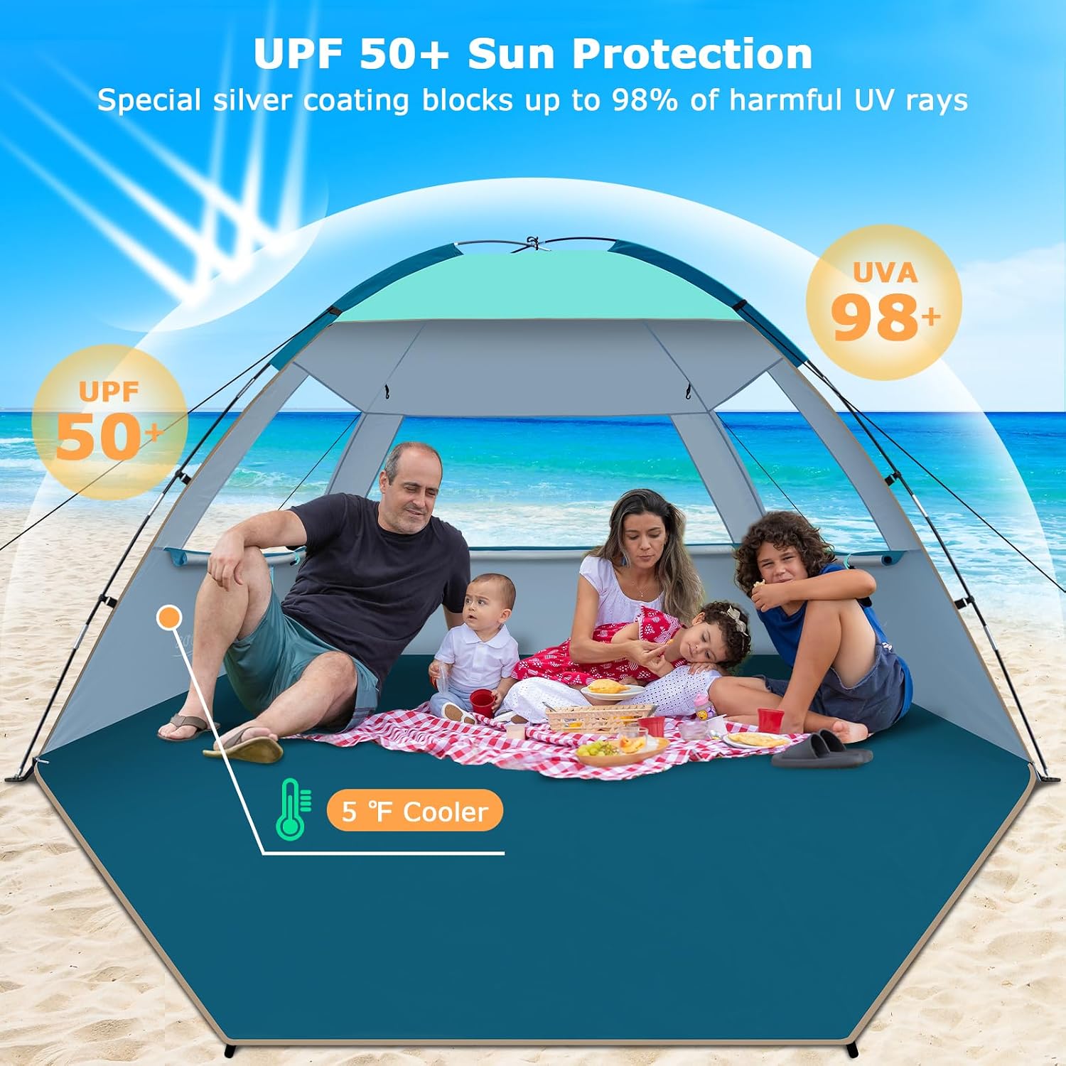 Detalle de COMMOUDS Beach Tent Sun Shelter for 3/4/6/8 Person