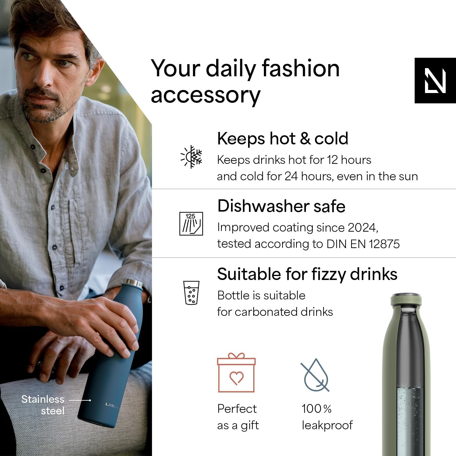 Thumbnail 1 de LARS NYSØM Ren Insulated Water Bottle 750ml