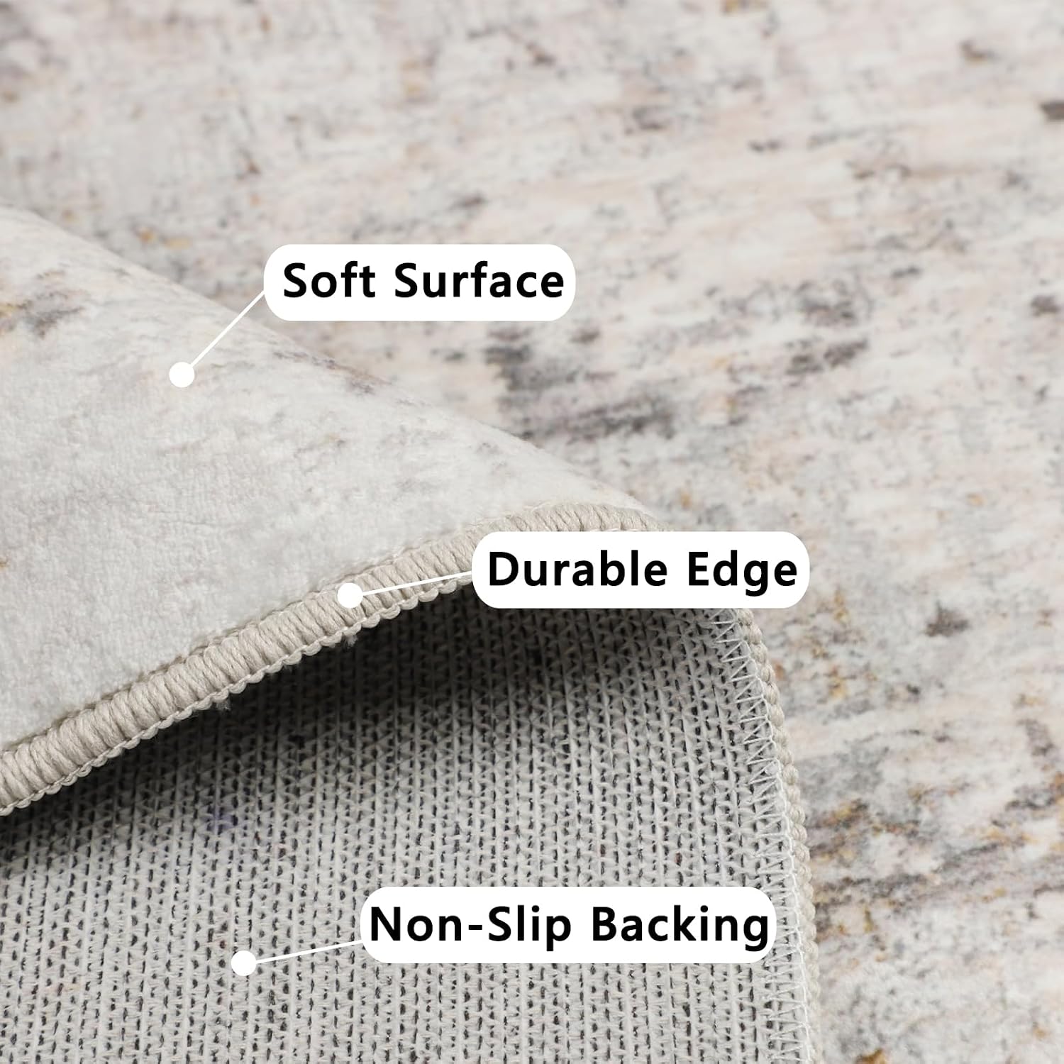 Detalle 2 de Capslpad Beige Abstract Area Rug 60x110cm washable runner