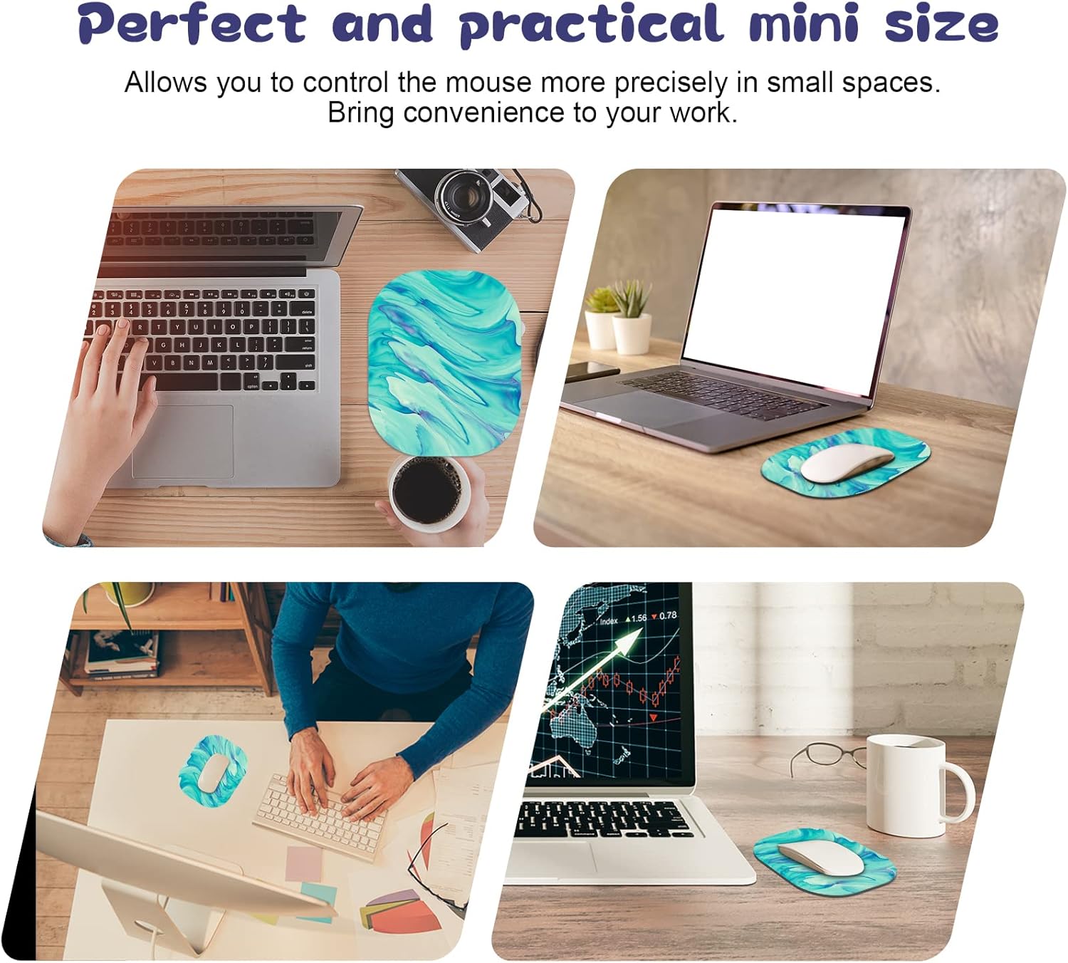 Thumbnail 6 de LF LOIAAFEL Mini Mouse Pad: Non-Slip 6x7 Inch Marble Design, Portable & Durable