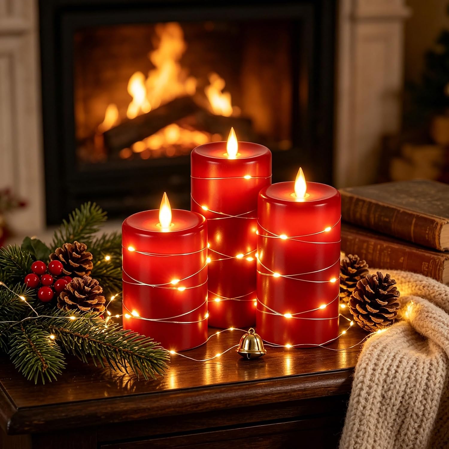 Detalle de Da by Candele LED Angolo di visione a 360 gradi con luci stellate – set da 3 candele a LED con telecomando