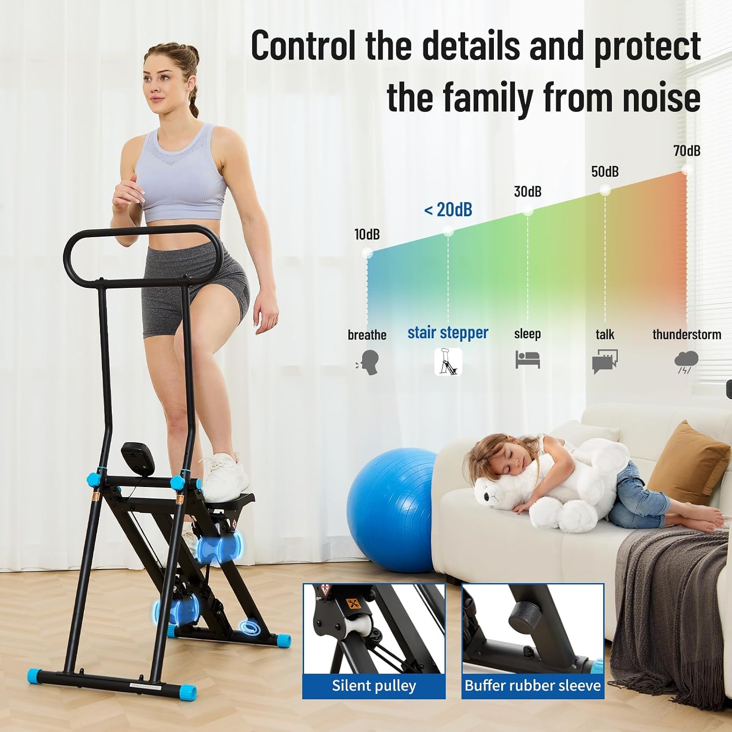 Detalle 2 de HXD-ERGO Home Stair Stepper, 6 Resistance Levels, 3-Height Handlebar