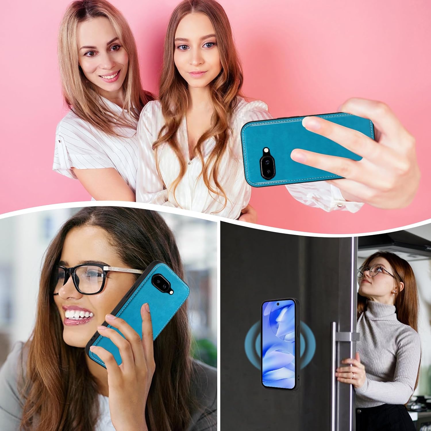 Thumbnail 6 de Asuwish Wallet Case for Google Pixel 9A with Zipper, Detachable Straps and Tempered Glass Protector