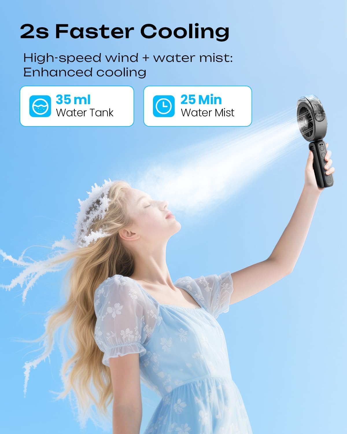 Thumbnail 1 de Otlonpe S-P6 Handheld Misting Fan, 4 Speeds, 120° Adjustable, USB-C
