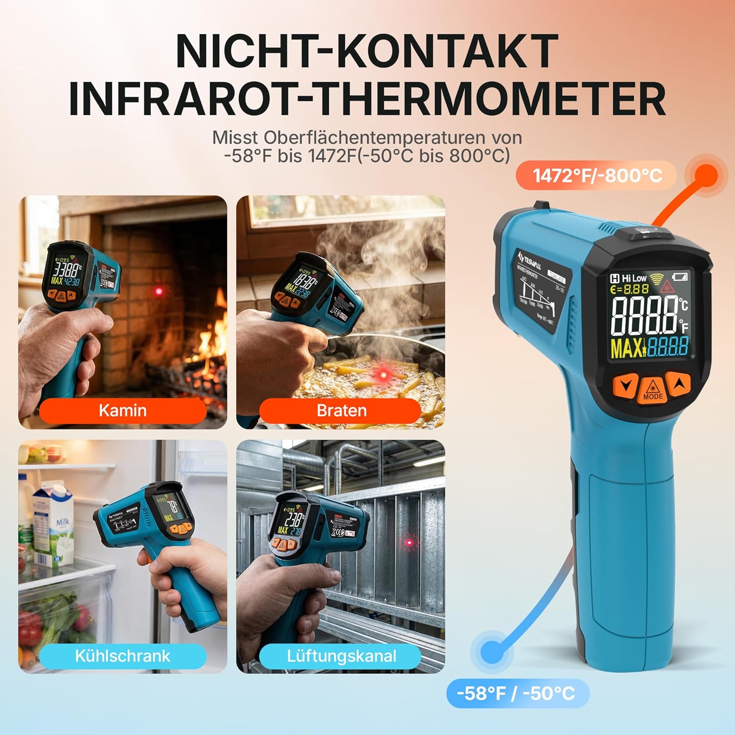 Detalle de Tilswall IR Infrarot Thermometer 800°C