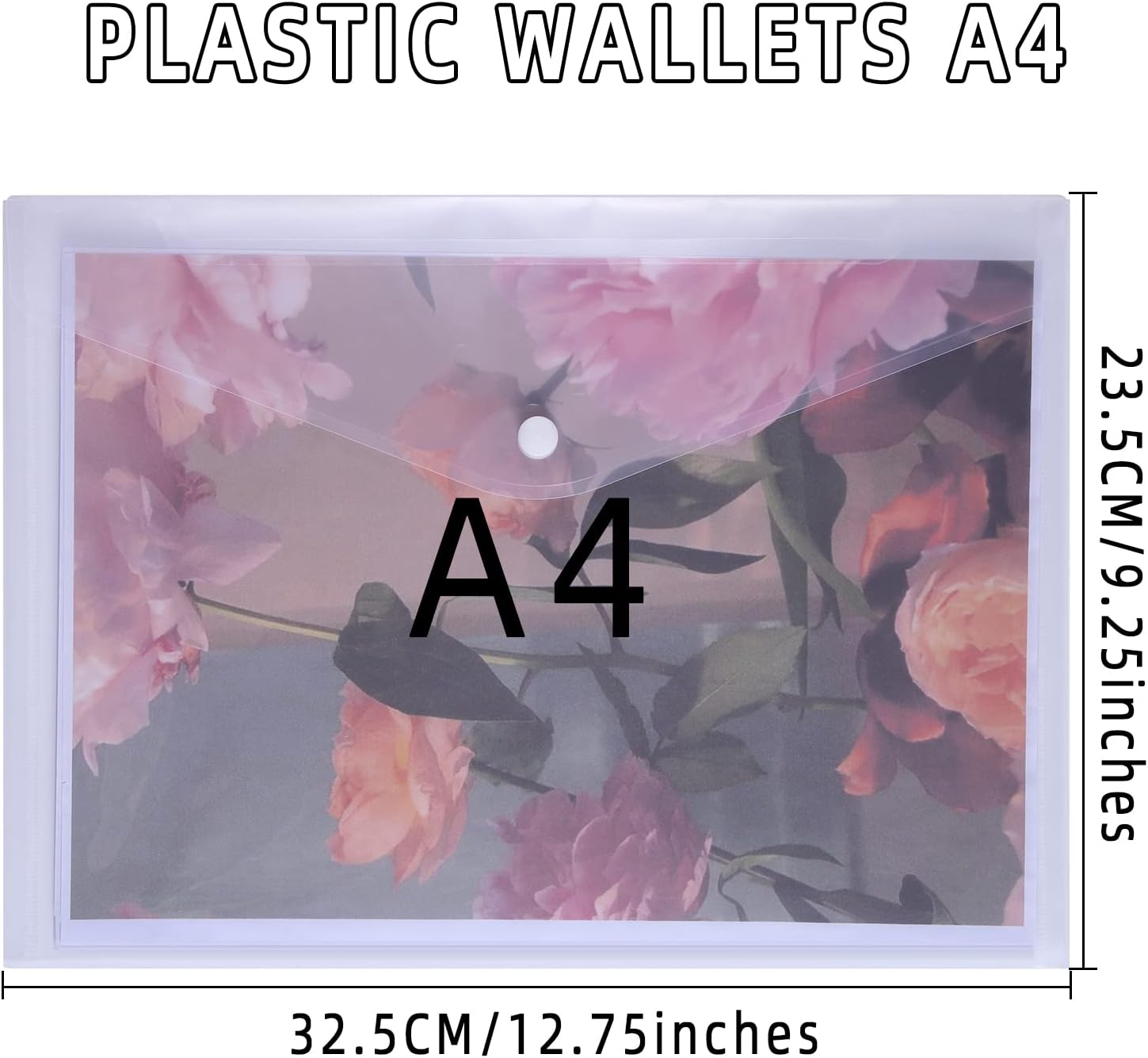 Thumbnail 1 de Clear Plastic Wallets 24Pcs – A4 File Document Paperwork Folder with Button