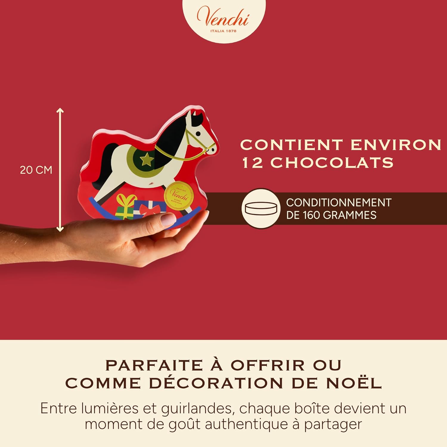 Detalle de Venchi Coffret Cheval à Bascule de Noël – 160 g, Cometa Assortis