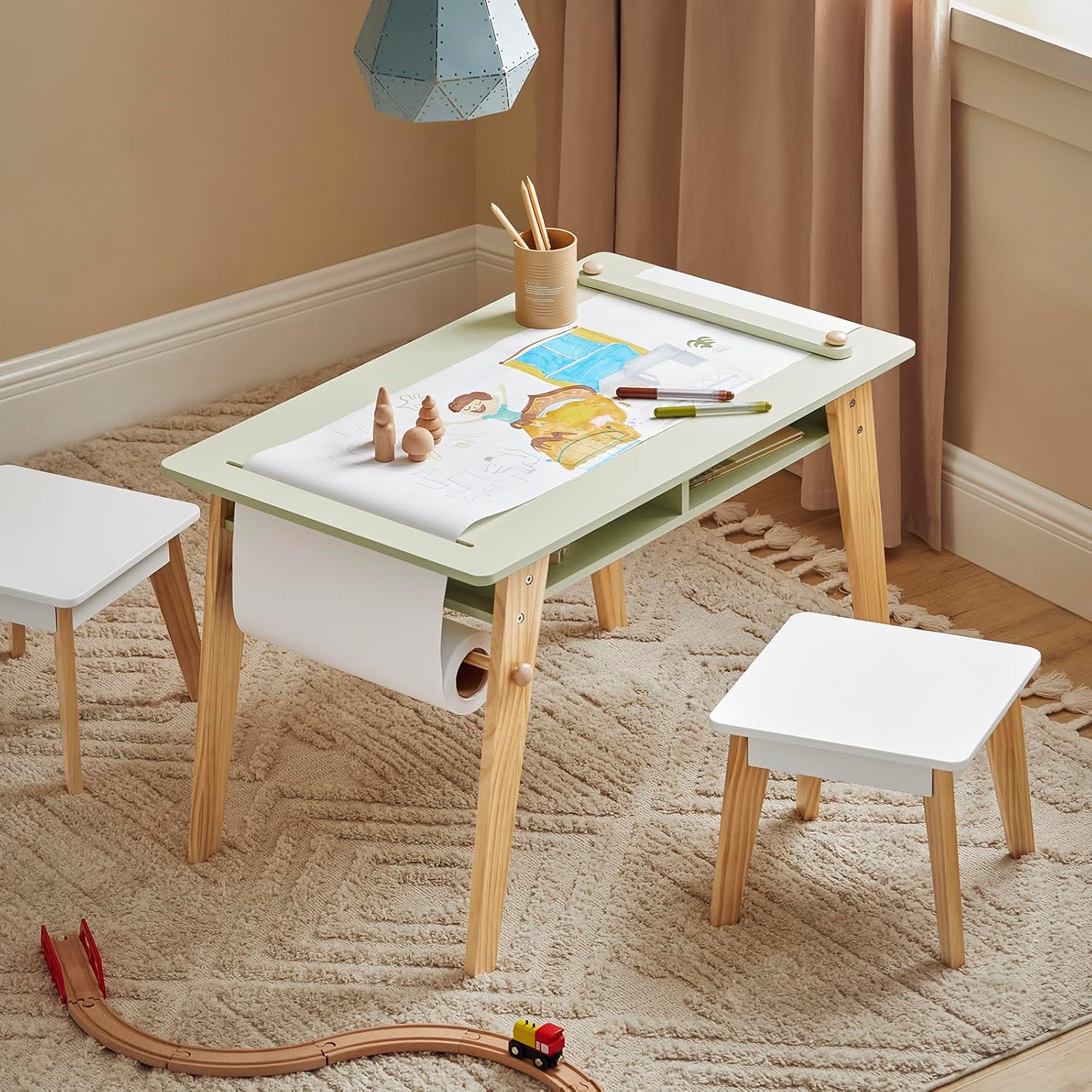 Thumbnail 2 de SoBuy KMB92-GR Juego de mesa infantil 80x44x50 cm