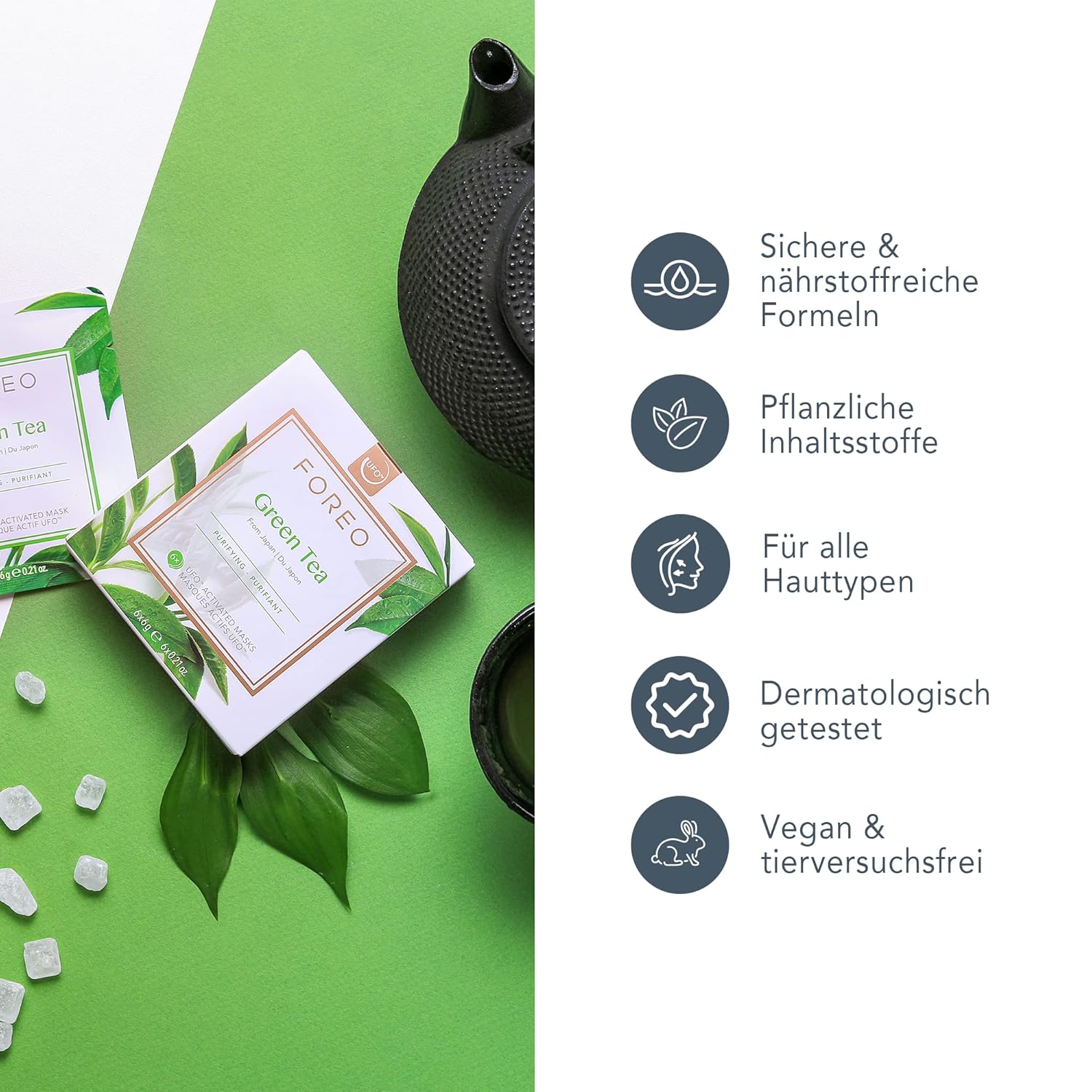Thumbnail 4 de FOREO Green Tea UFO-aktivierte Gesichtsmaske (3er-Pack) für zu Unreinheiten neigende, fettige Haut