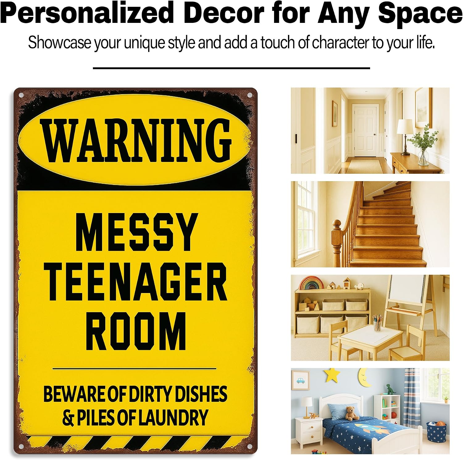 Thumbnail 5 de Funny Aluminum Metal Sign – ‘Messy Teenager Room’ (8x12 inches)