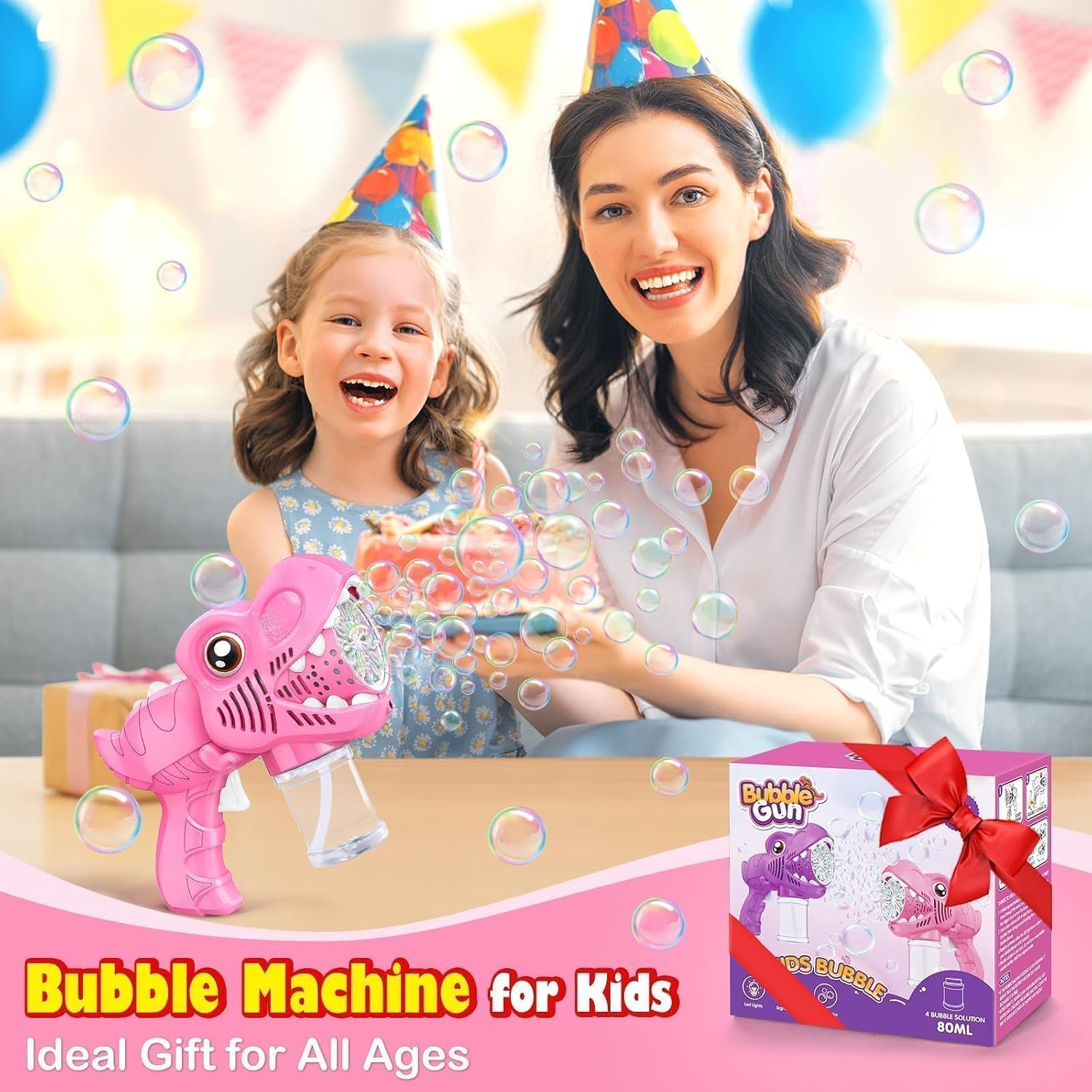 Detalle de Yunaking Bubble Gun: Dinosaur Bubble Machine for Outdoor Fun