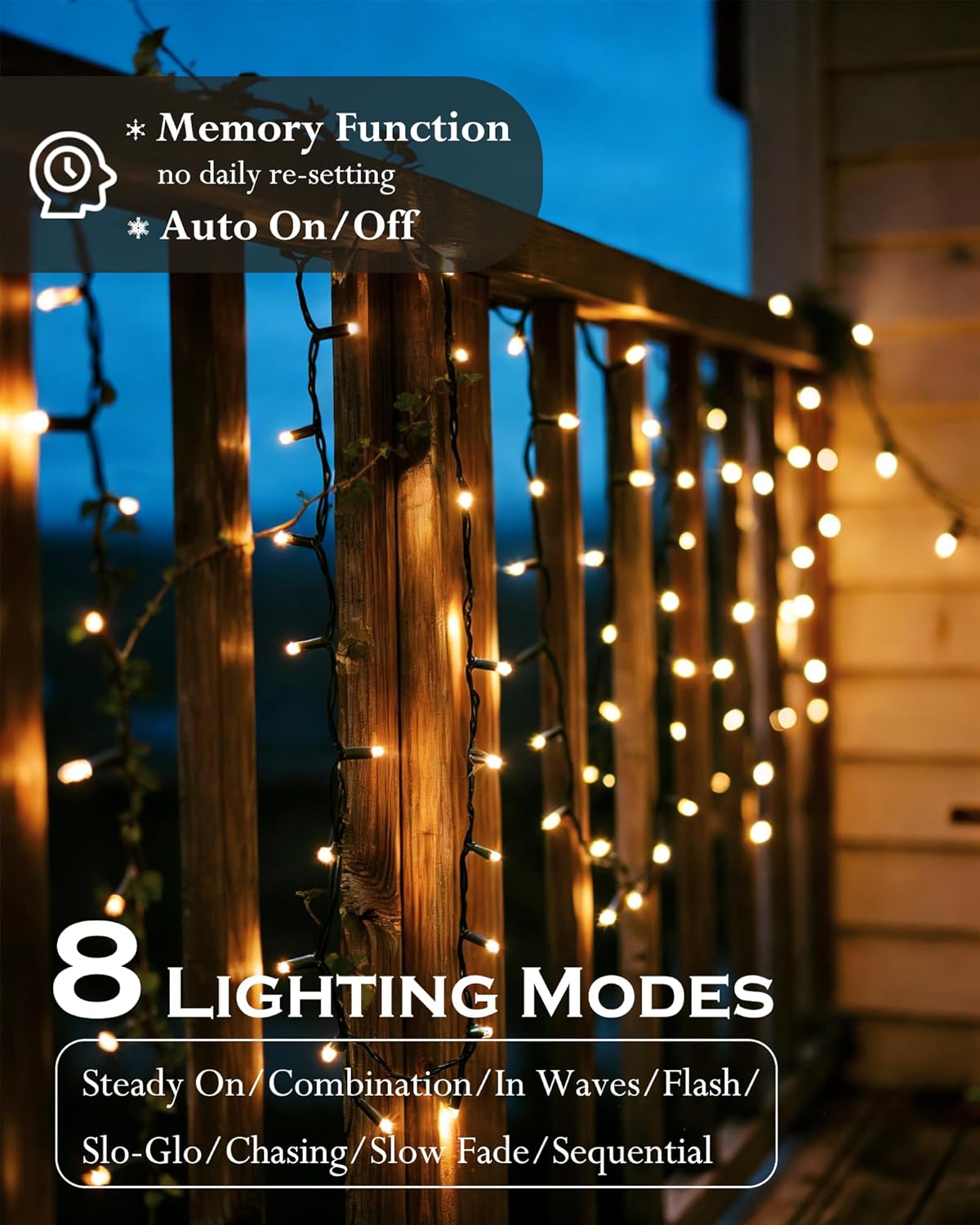 Thumbnail 2 de INMKALI 3 Pack Solar Outdoor Garden String Lights (59ft each) with 8 Modes & Warm White Glow