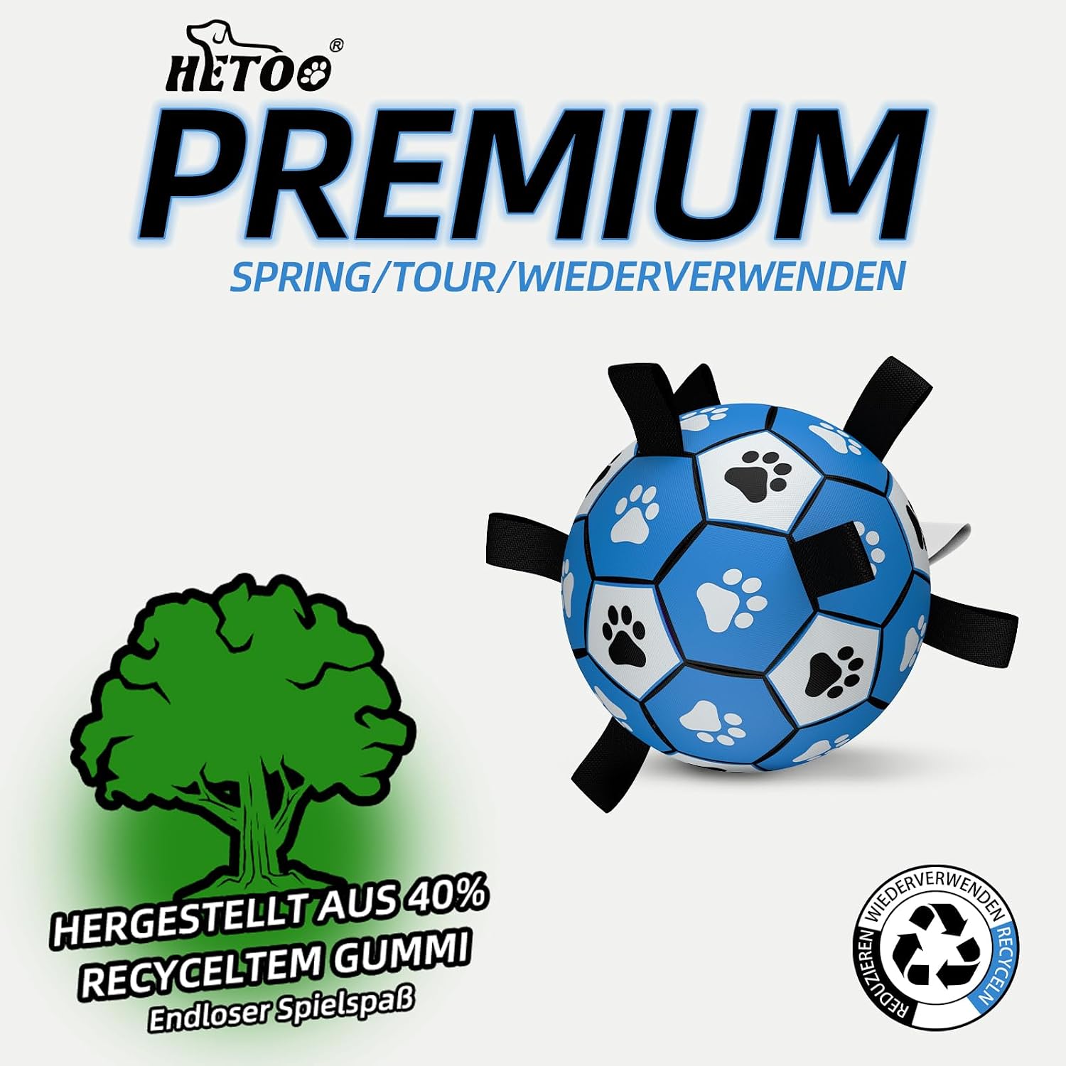 Thumbnail 2 de HETOO Hundeball 9 Zoll Blau Grau