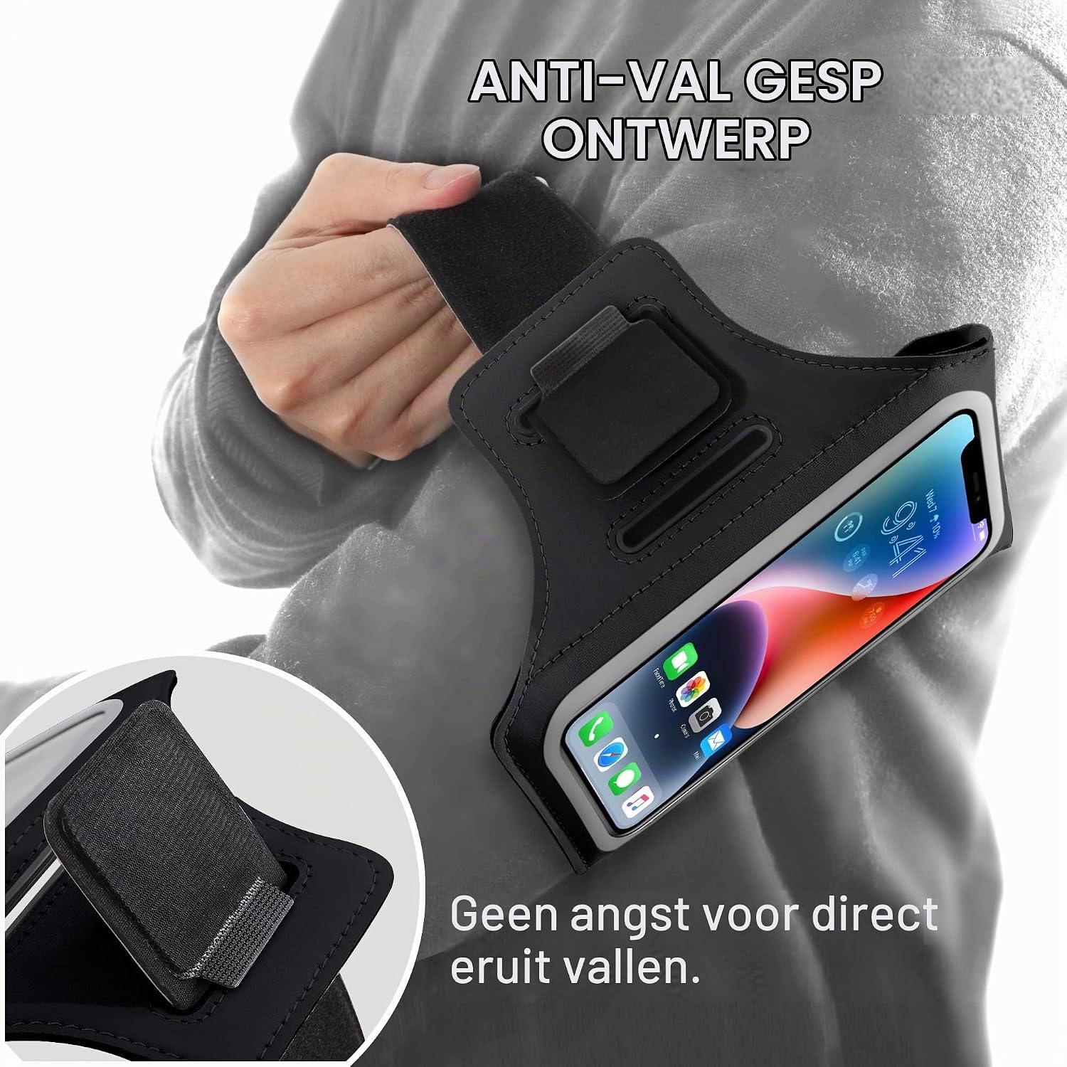 Detalle de EOTW telefoonarmband voor smartphone met ritsvak, reflecterende band en TPU