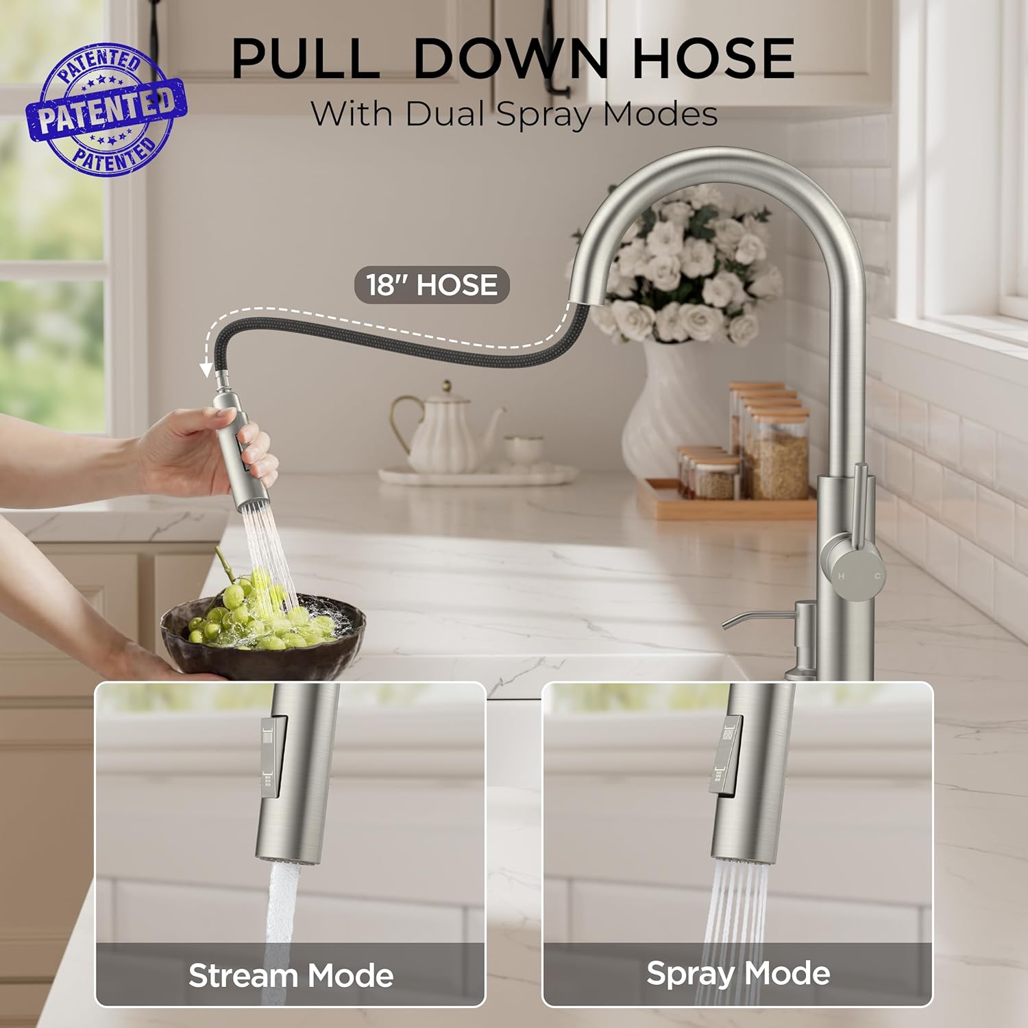 Thumbnail 2 de FORIOUS Kitchen Faucet, Brushed Nickel