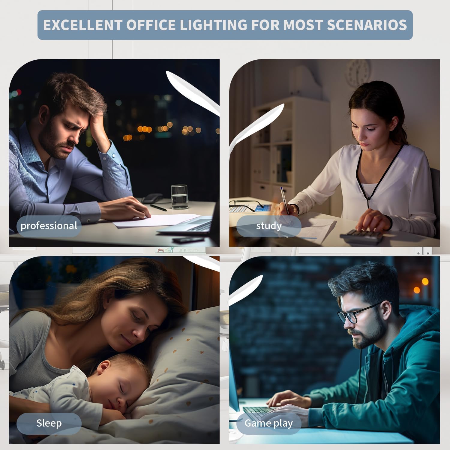Detalle 2 de TOPJESS Desk Lamp 3-level dimmer USB touch desk lamp