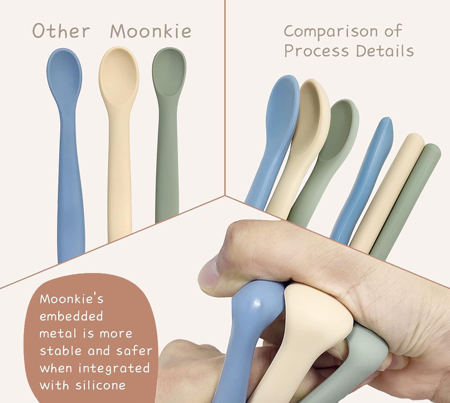 Thumbnail 4 de Moonkie Silicone Baby Spoons Set of 4 (Soft-Tip, bendable) for first-stage infant feeding