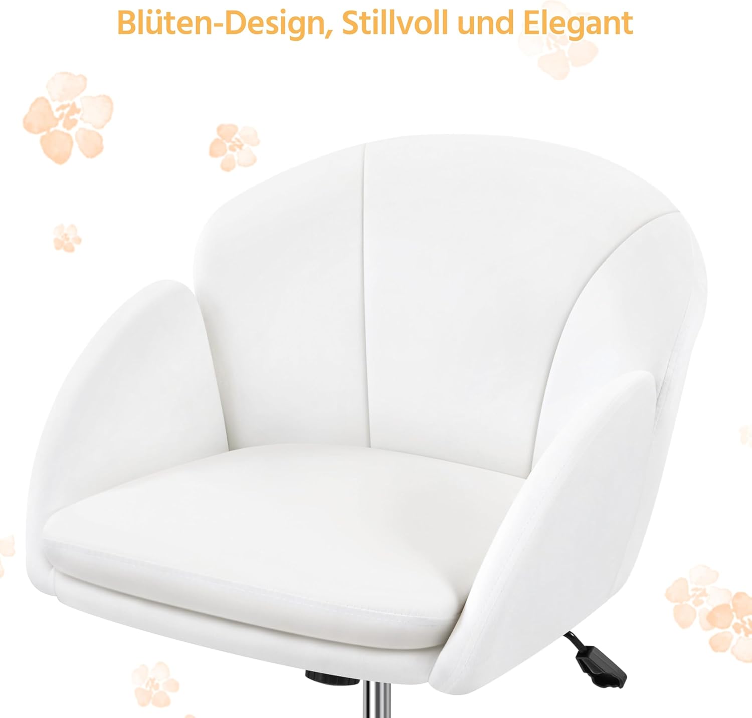 Thumbnail 6 de Yaheetech Homeoffice Stuhl – Schminkstuhl/Schreibtischstuhl, höhenverstellbar, 136 kg Belastbarkeit, Weiß/Samt