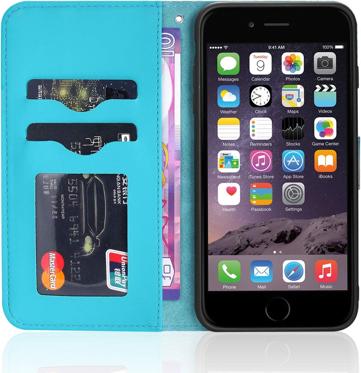 Thumbnail 3 de norn iPhone 7 Plus / 8 Plus Tree of Life Embossed Folio Case with Stand, Magnetic Closure & Card Slots (Blue)