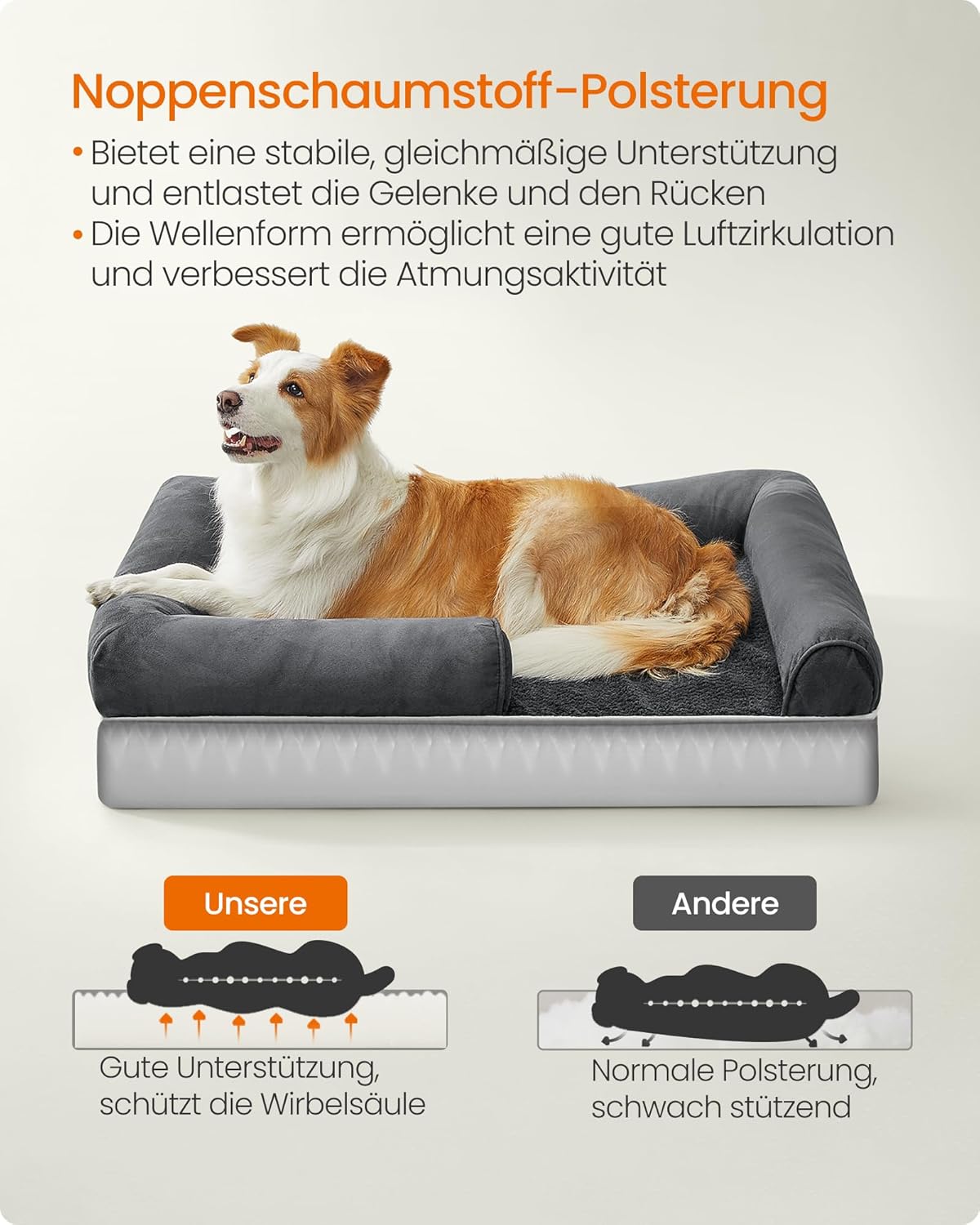 Detalle de Feandrea Orthopädisches Hundebett 91 x 63 x 18 cm
