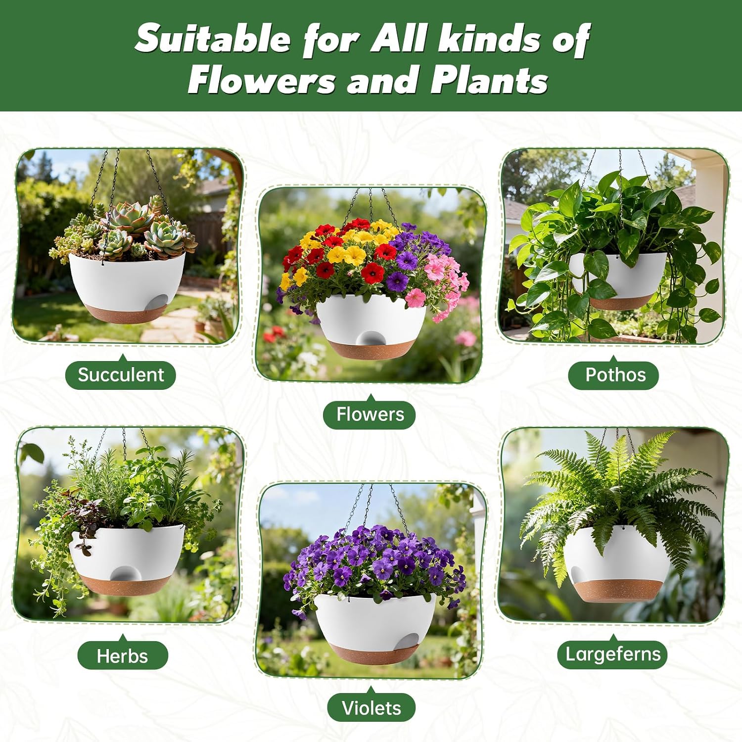 Detalle 2 de WUCEIAUU 8-Inch Hanging Planters