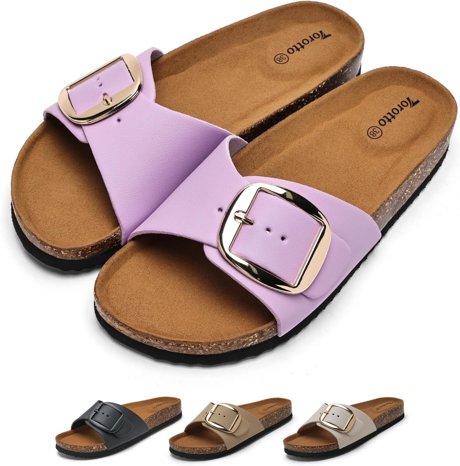 Thumbnail 6 de Torotto Pantoletten Damen Sandalen – verstellbarer Riemen mit Schnalle, flacher Komfort