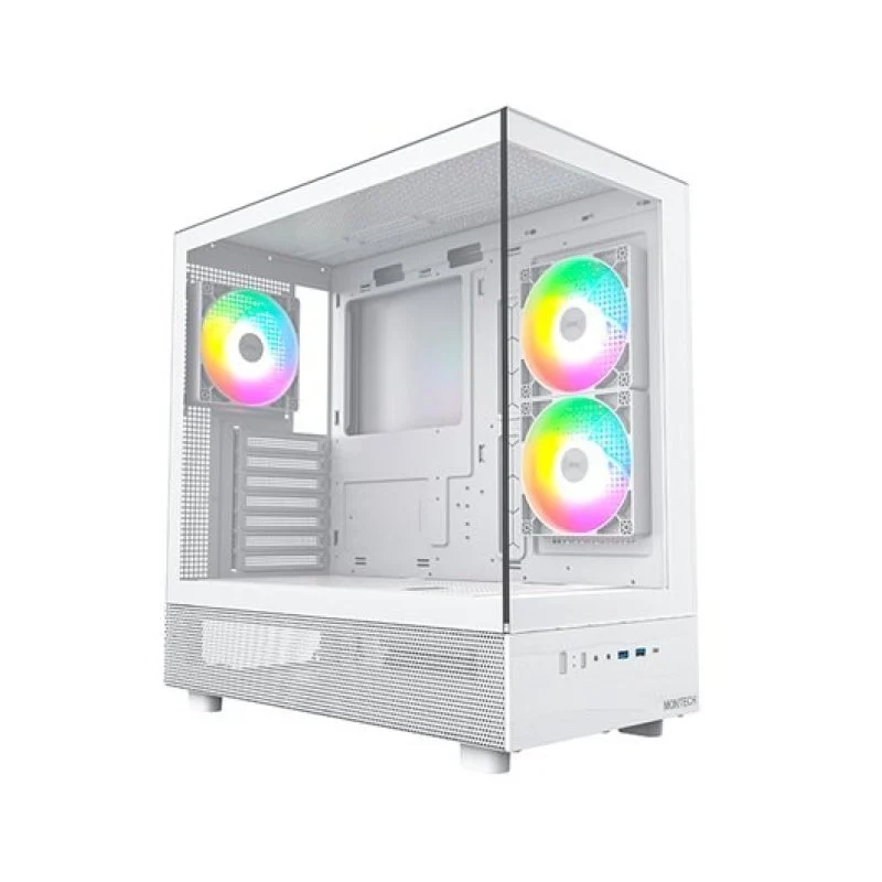 Detalle de Montech XR White: Torre ATX con ARGB y ventana para GPU de hasta 420 mm