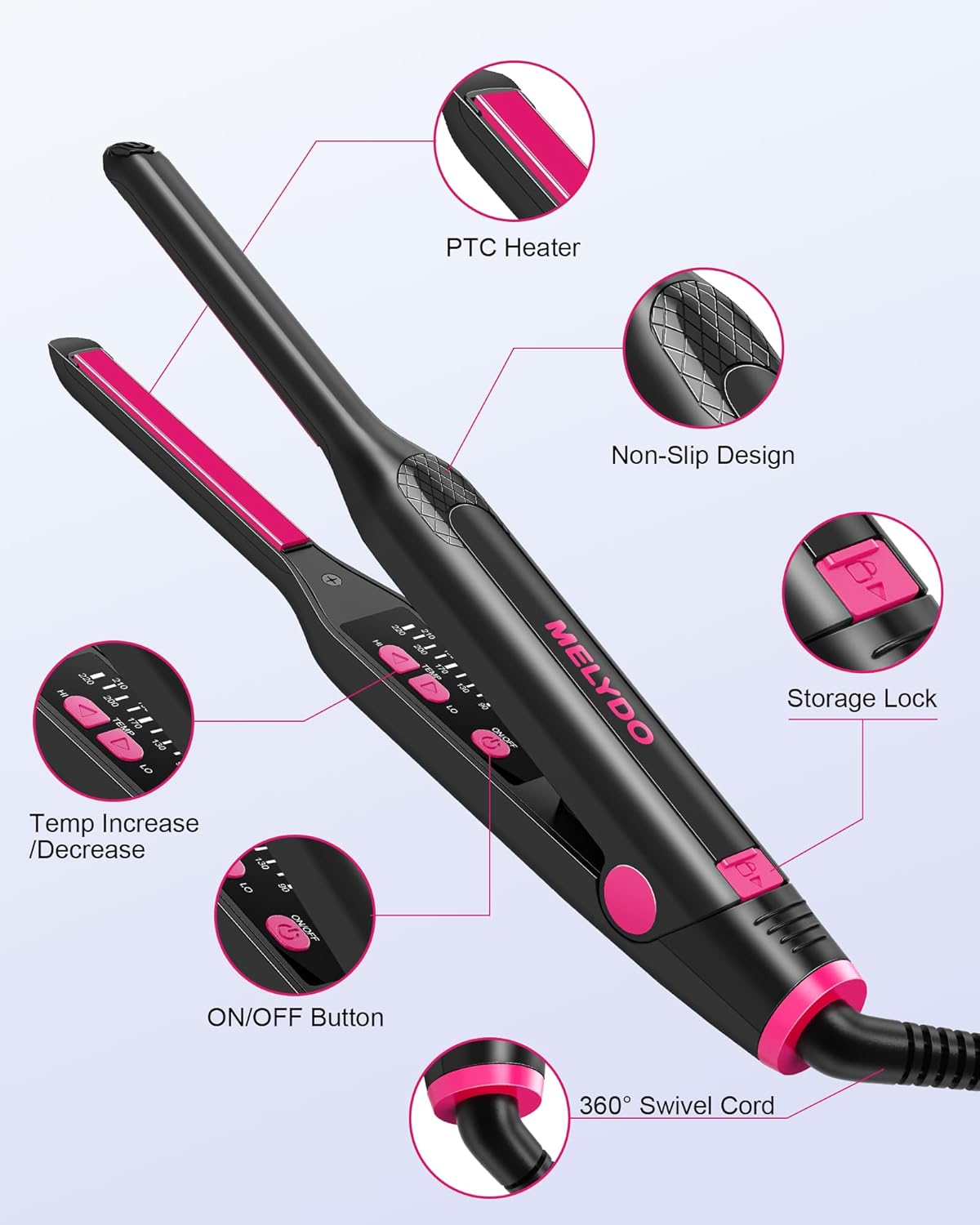 Thumbnail 4 de MELYDO Pencil Straighteners Mini Hair Straighteners and Curl 2 in 1