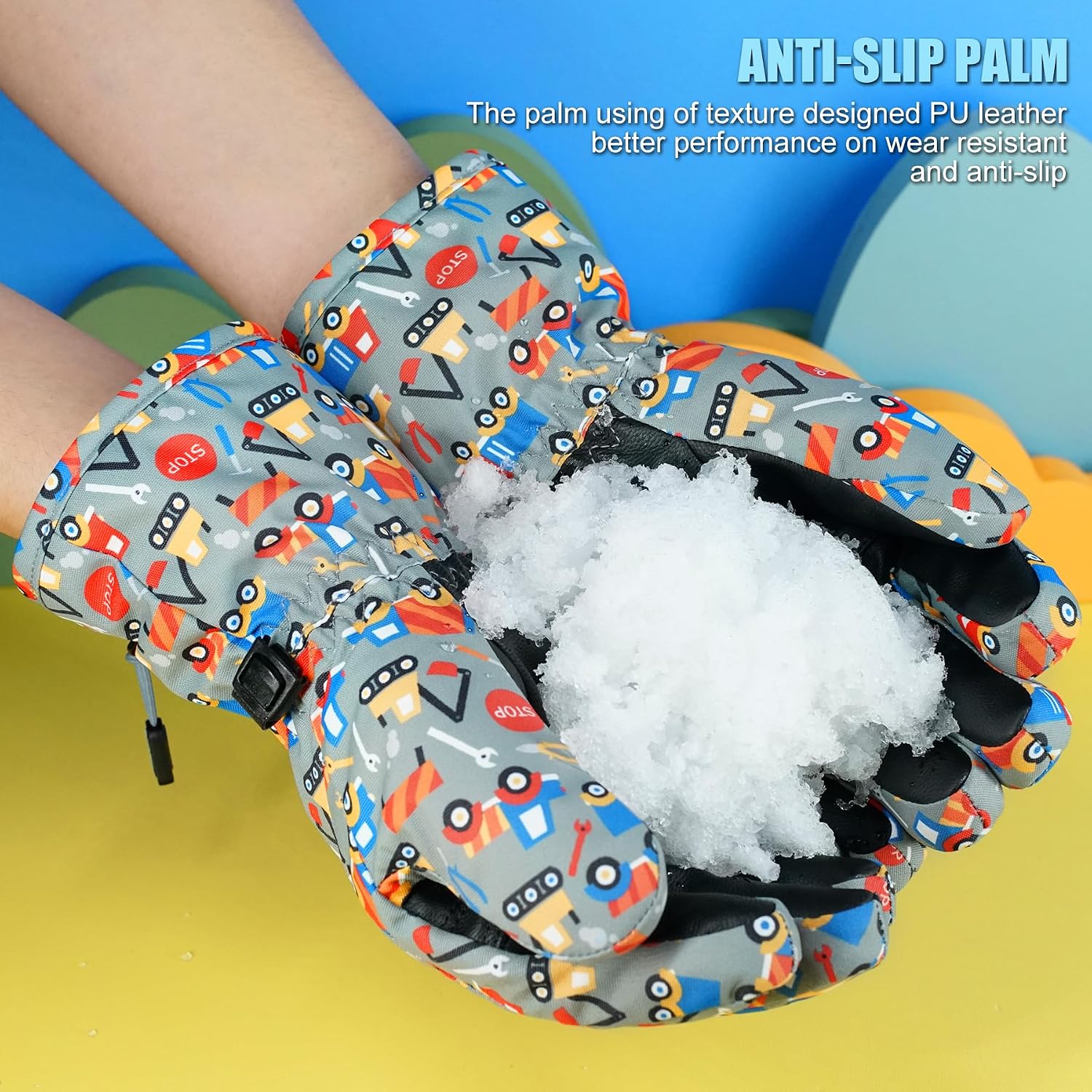 Detalle 2 de Andake Kids Ski Gloves Waterproof for Ages 2–10