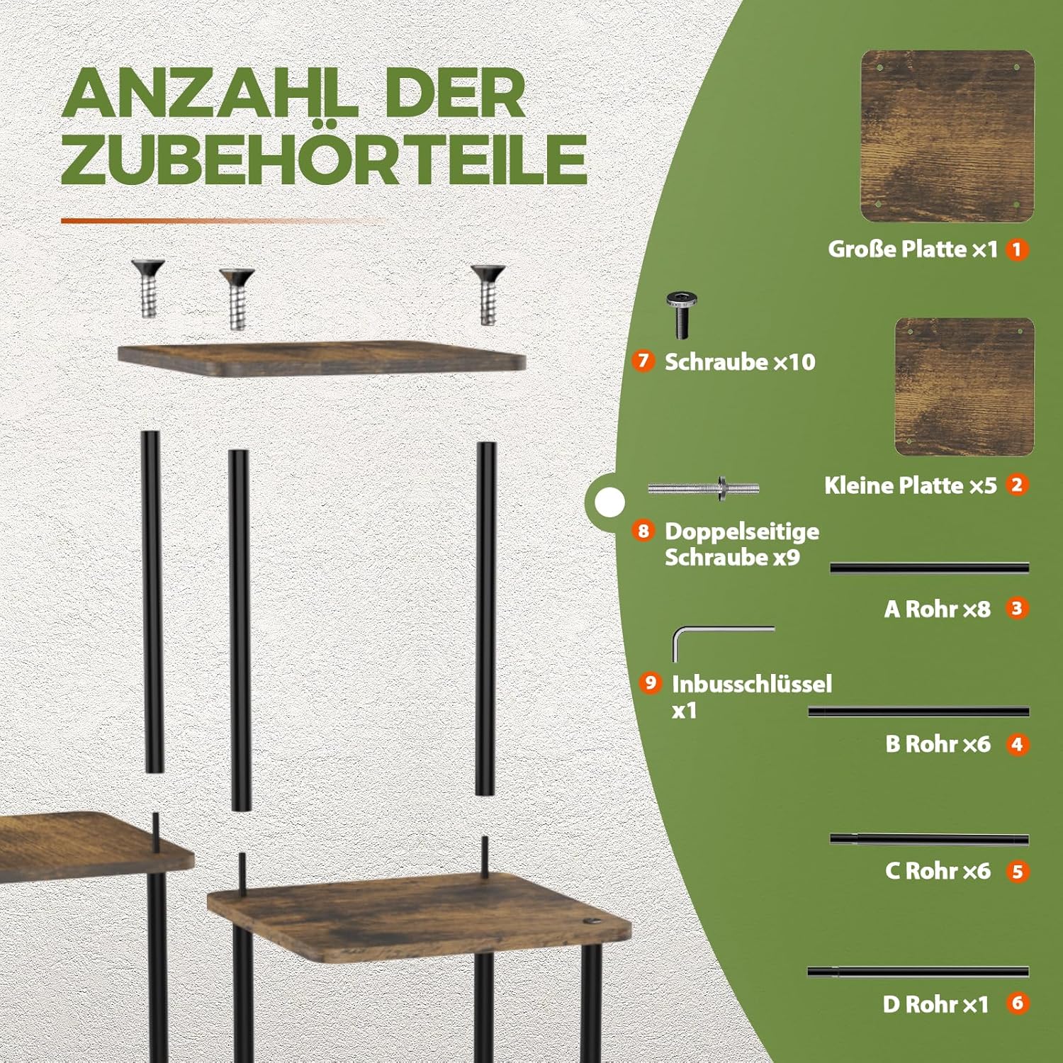 Thumbnail 6 de Bamworld 6‑stöckiger Pflanzenständer aus Metall mit Holztabletts (Outdoor/Balkon, braun)
