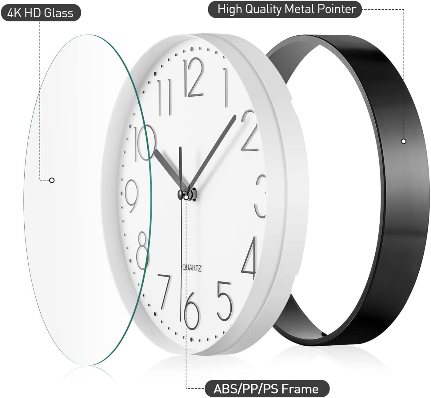 Thumbnail 2 de Topkey 9" Silent Wall Clock 9 in