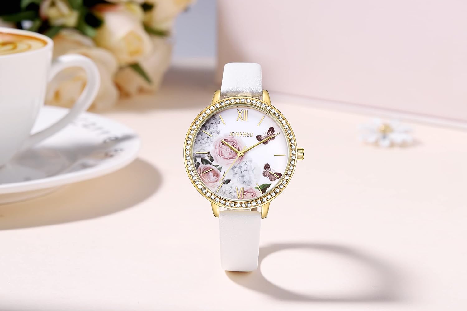 Detalle de KIMOMT montre femme à bracelet cuir et mouvement quartz étanche (mode, bijoux)