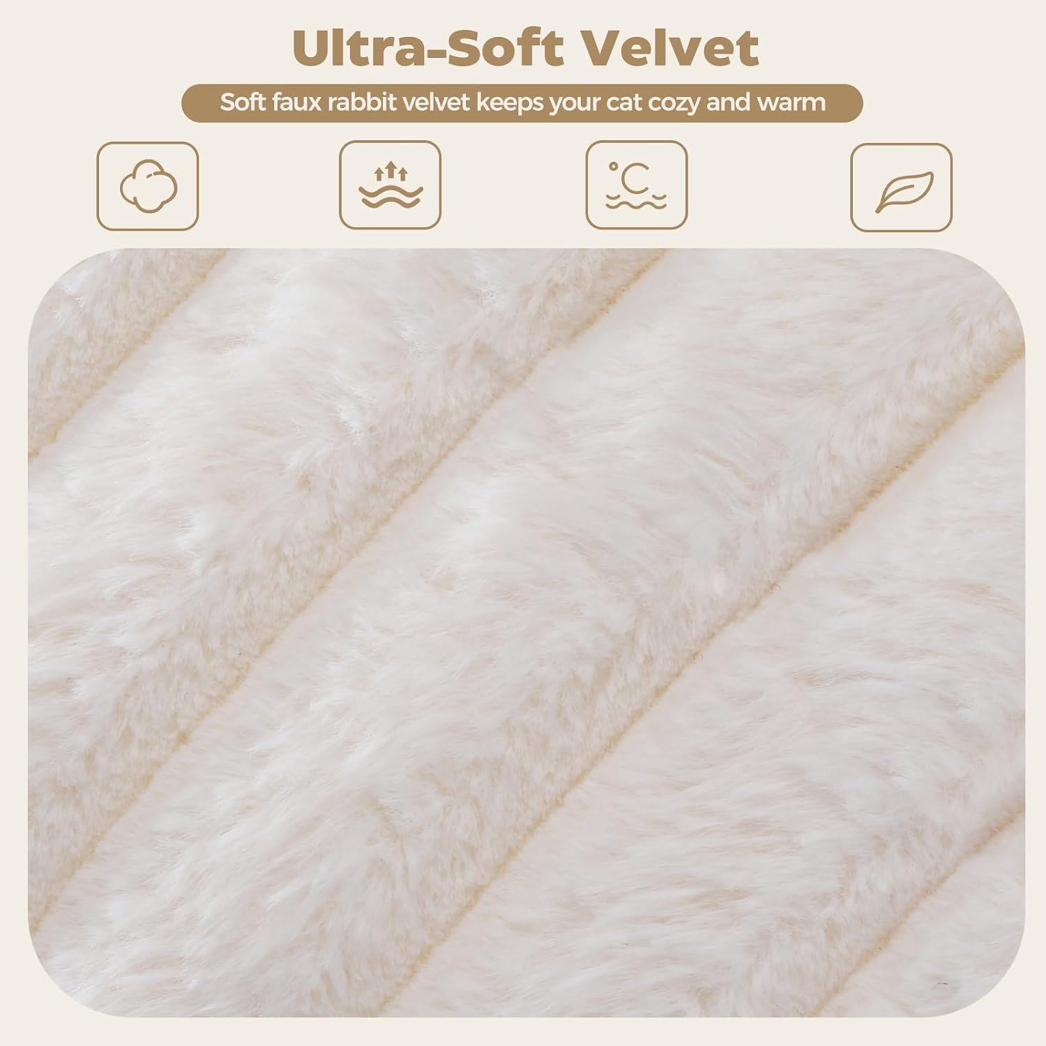 Detalle de Avont Cat Bed for Indoor Cats – Fluffy Washable, Raised Rim and Non-Slip Base (S/M, Cream/Gray/Brown/Pink)