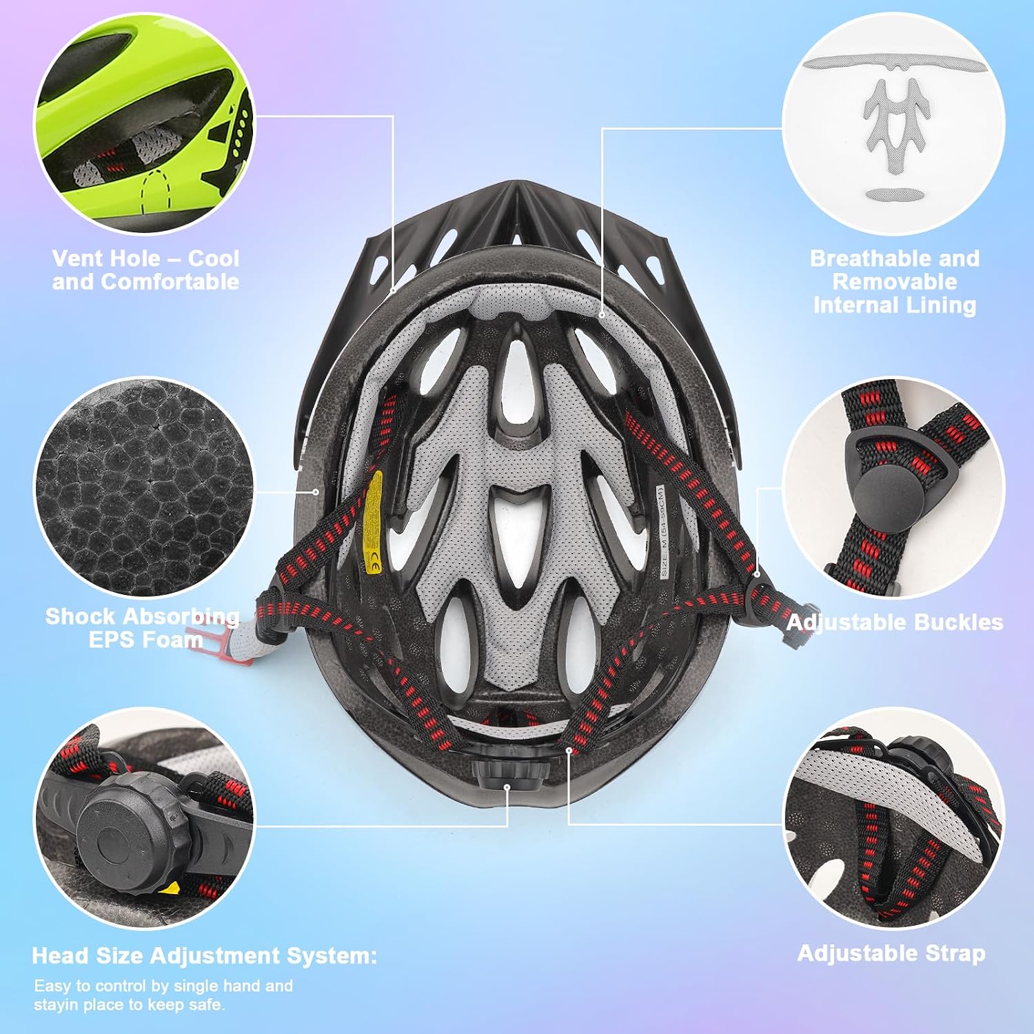 Detalle de Kids Bike Helmet for Age 8-15: Lightweight Adjustable Multi-Sport Helmet (54-59cm)