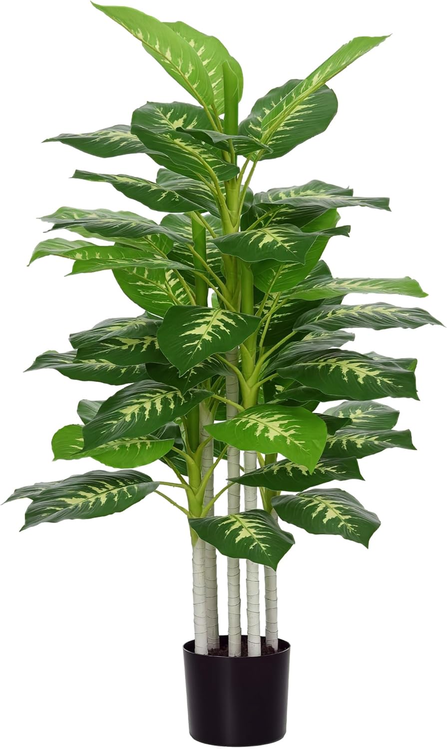 HOMCOM Calathea artificielle 120 cm pot ciment