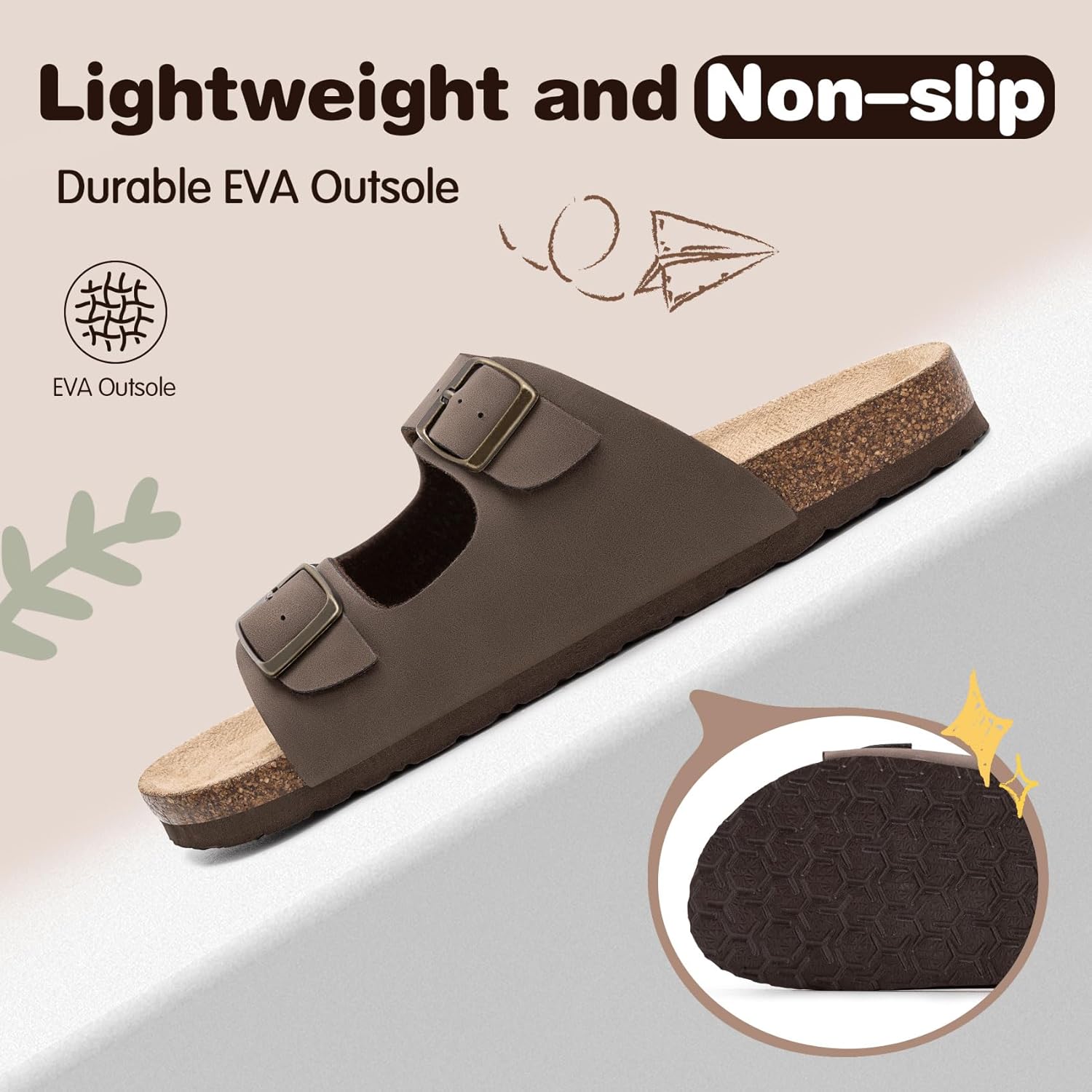 Detalle 1 de FITORY Glitter Slide Sandals with Adjustable Straps (Cork Footbed) for Boys & Girls