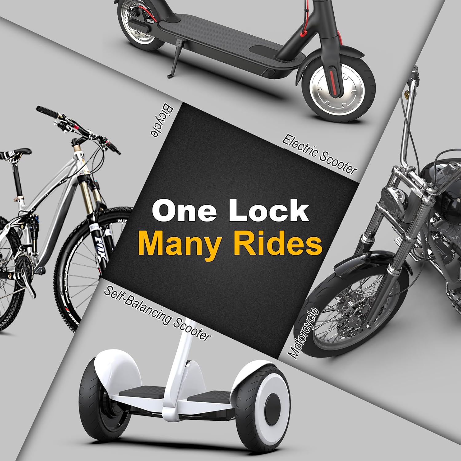 Detalle de AMZLOCK E-Scooter Schloss (Handschellenschloss) mit 90 cm Kette & 3 Schlüsseln